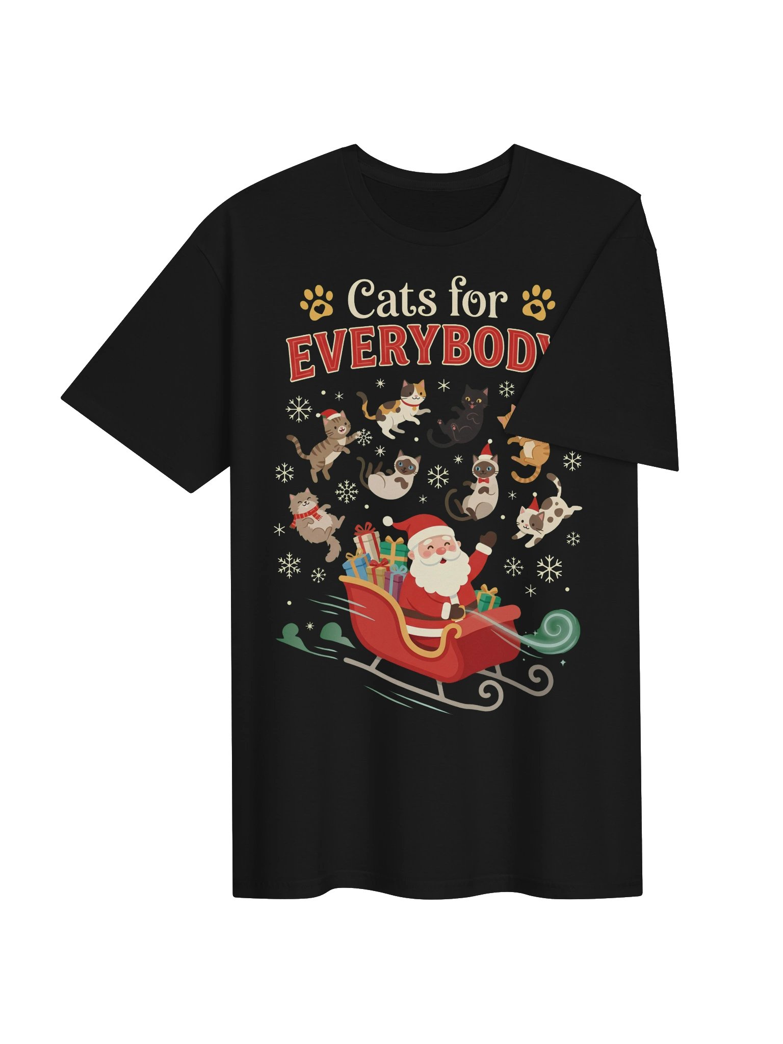 Cats for Everybody – Christmas Cat Sleigh T-Shirt product image (3)
