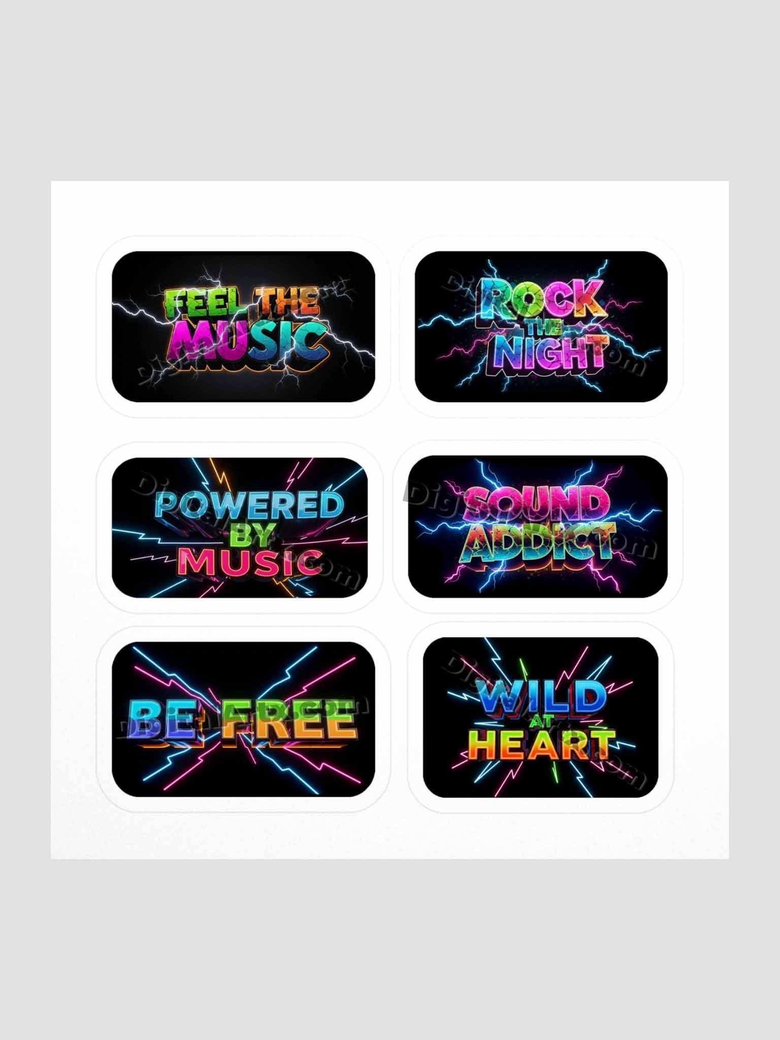 Neon Music Vibes Black Sticker Set product image (1)