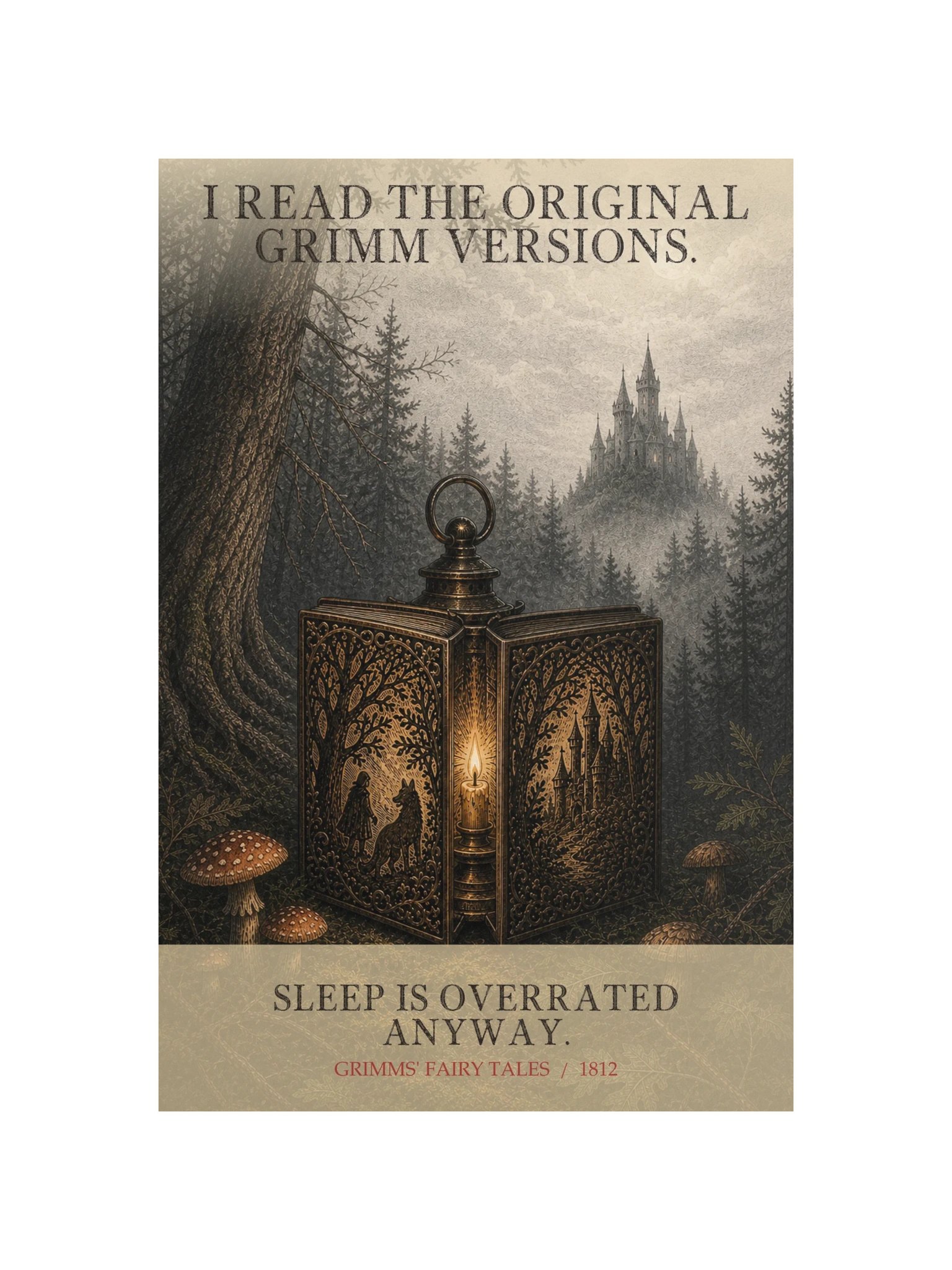 Read Original Grimm Versions Sleep Overrated Anyway -- Grimms Fairy Tales Art Print product image (12)
