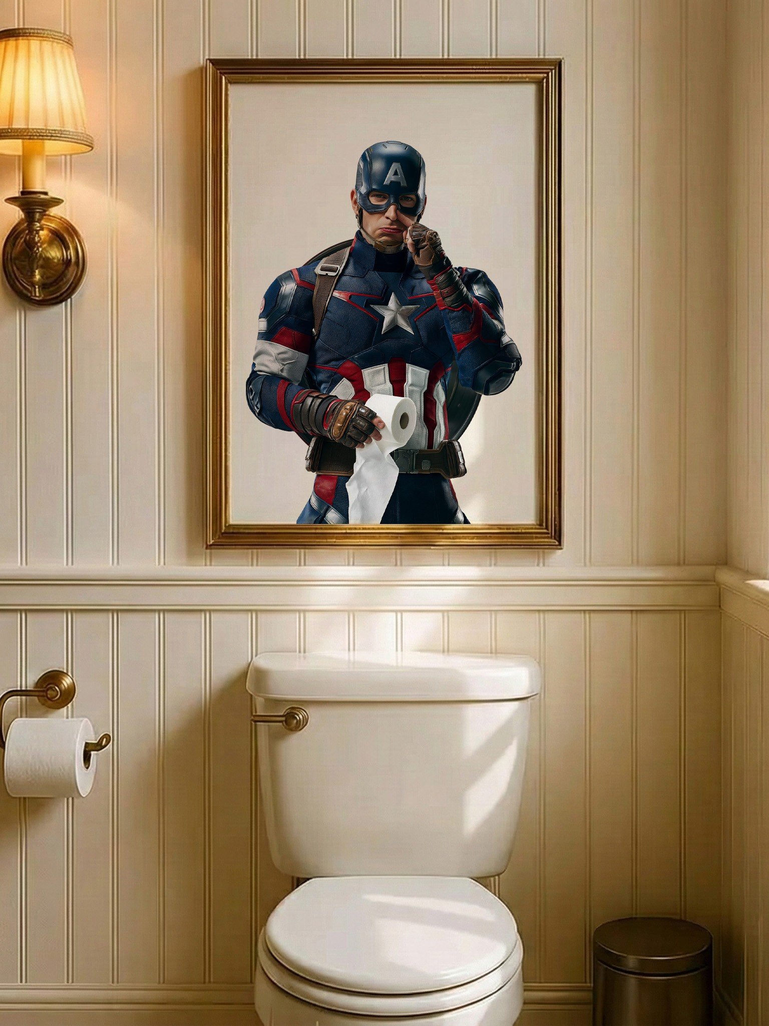 CAPTAN AMERICA Superhero Toilet Paper Print, Funny Bathroom Decor product image (3)