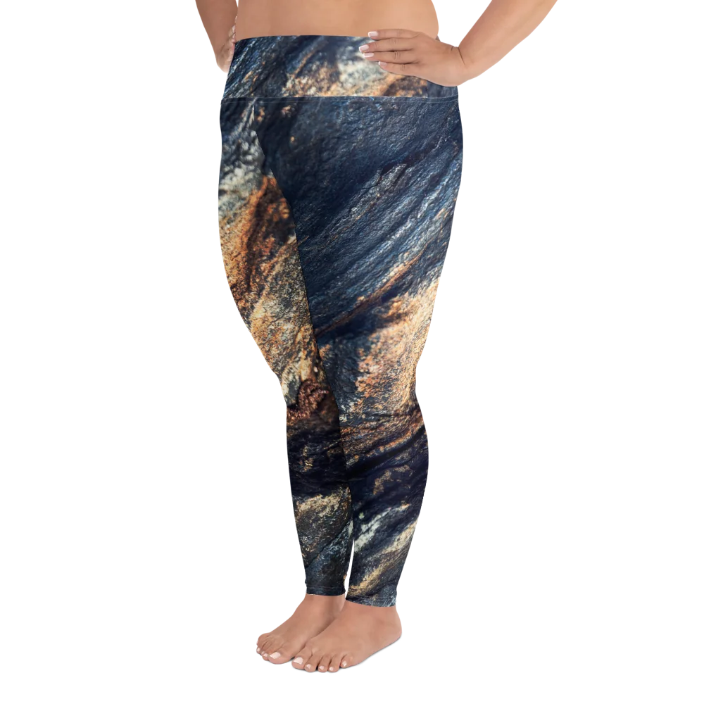Obsidian Vein Plus Size All-Over Print Dark Mineral High-Waisted Leggings product image (3)