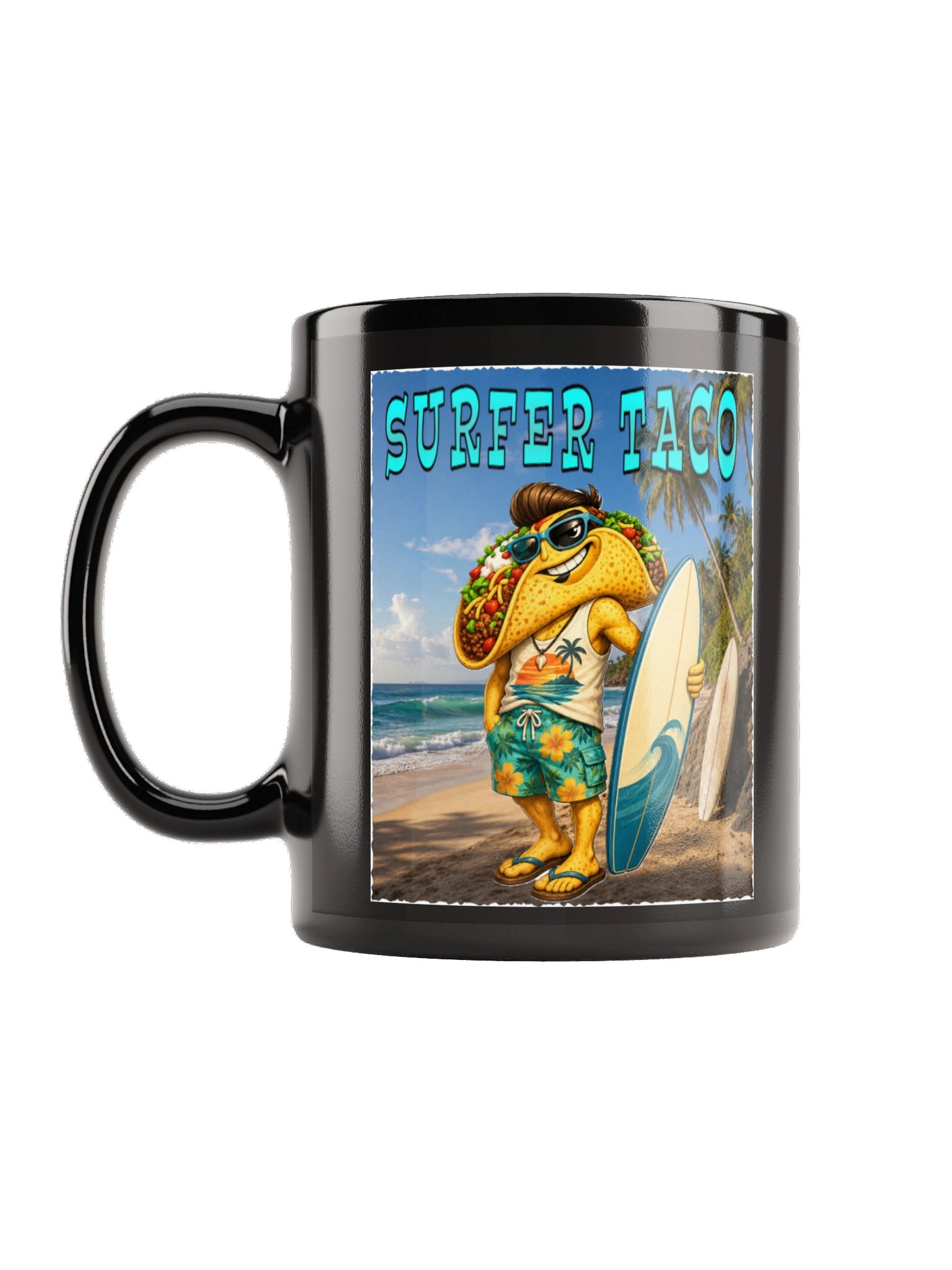 Surfer Taco Black Glossy Mug - The Taco family product image (1)