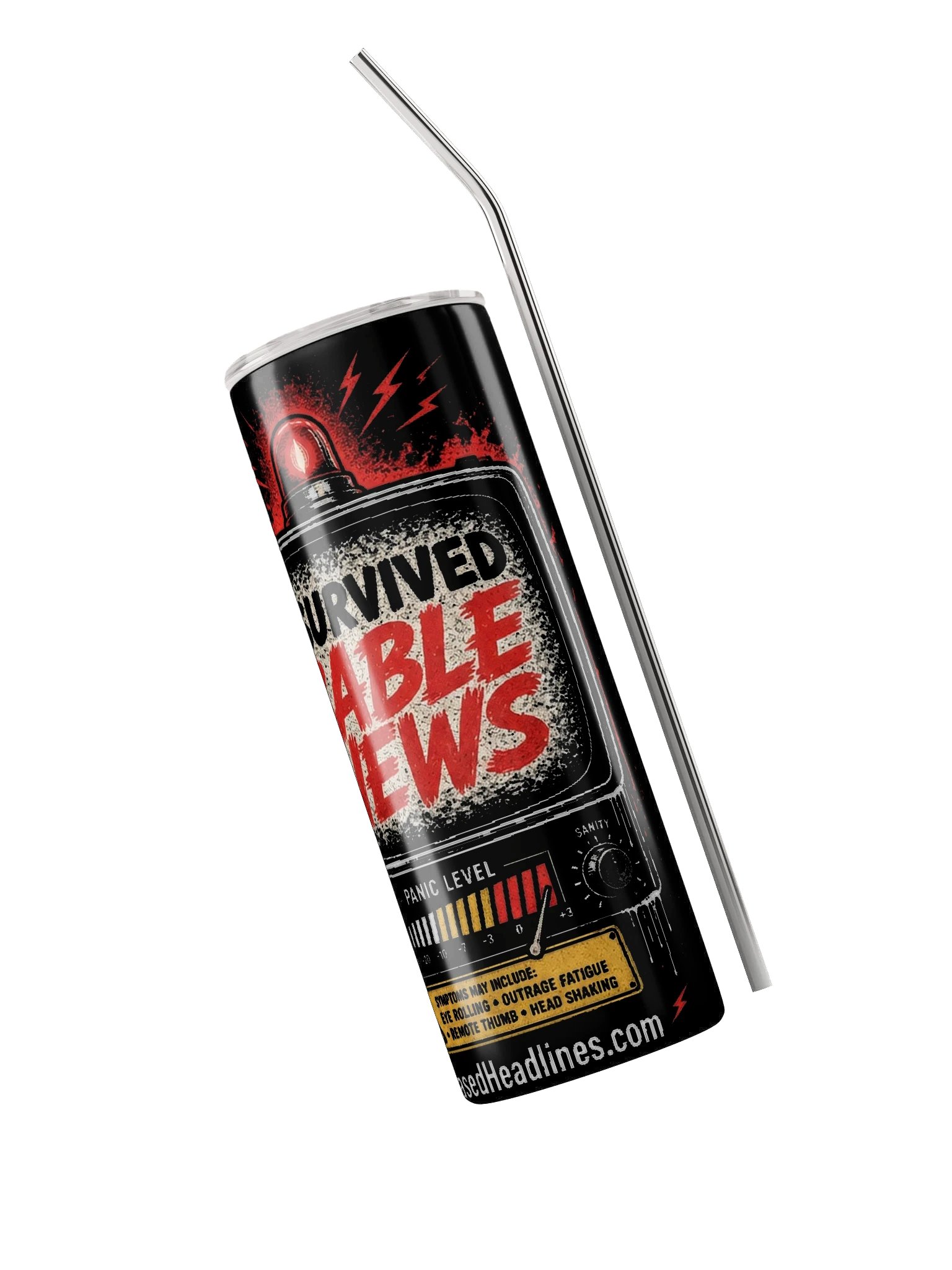 I Survived Cable News (TV Panic-Meter) Stainless Steel Tumbler product image (3)