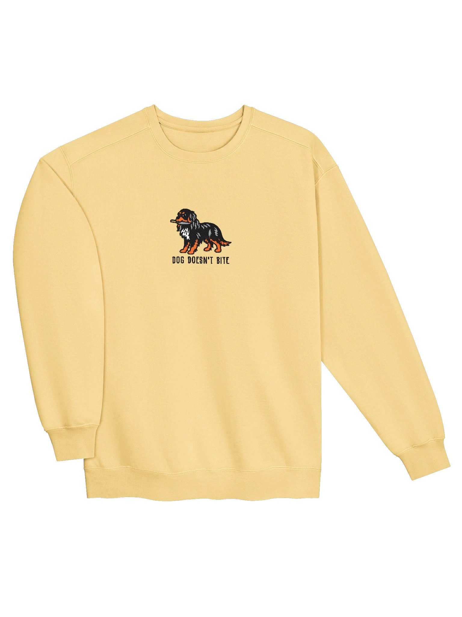 Dog Doesn't Bite Funny Chibi-Style Embroidered Premium Sweatshirt for Cavalier King Charles Spaniel(Black & Tan) Owners product image (43)