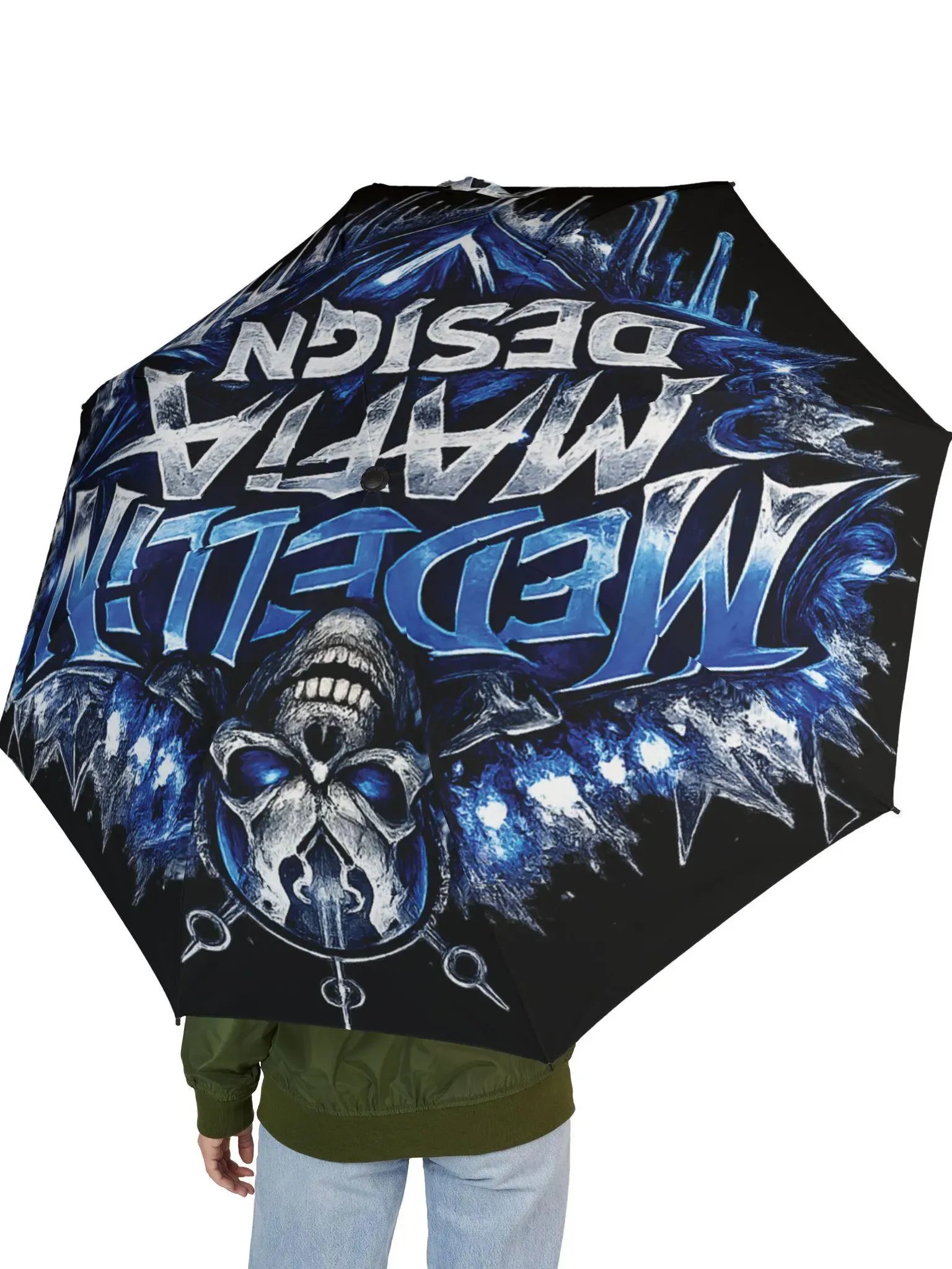 Blue Skull Graffiti Umbrella | Foldable Rain Umbrella product image (5)