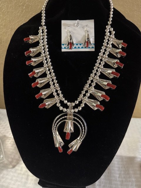 Artisan Mediterranean Coral "Red Earth" Squash Blossom Suite product image (1)