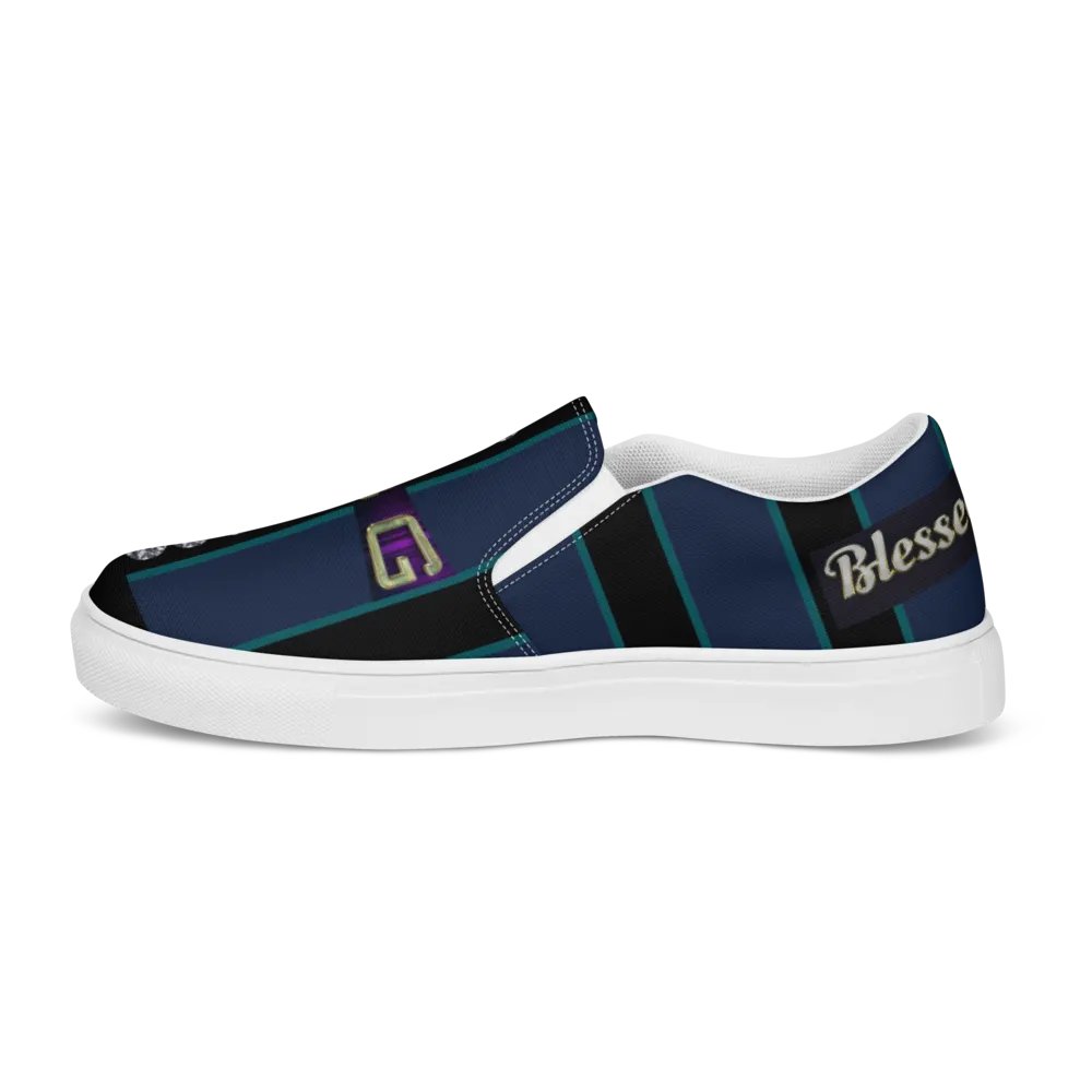 BBG Green & Blue Men's Diamond Cross Slip Ons product image (10)