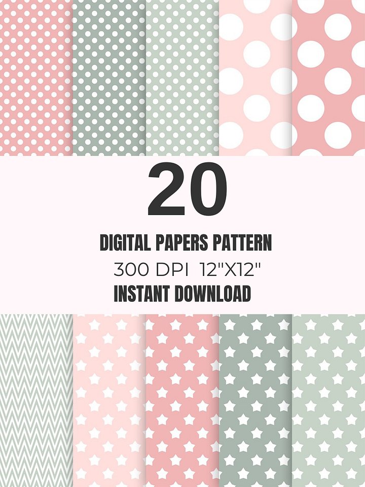 Pastel Pink & Sage Seamless Paper Pack 20 product image (2)
