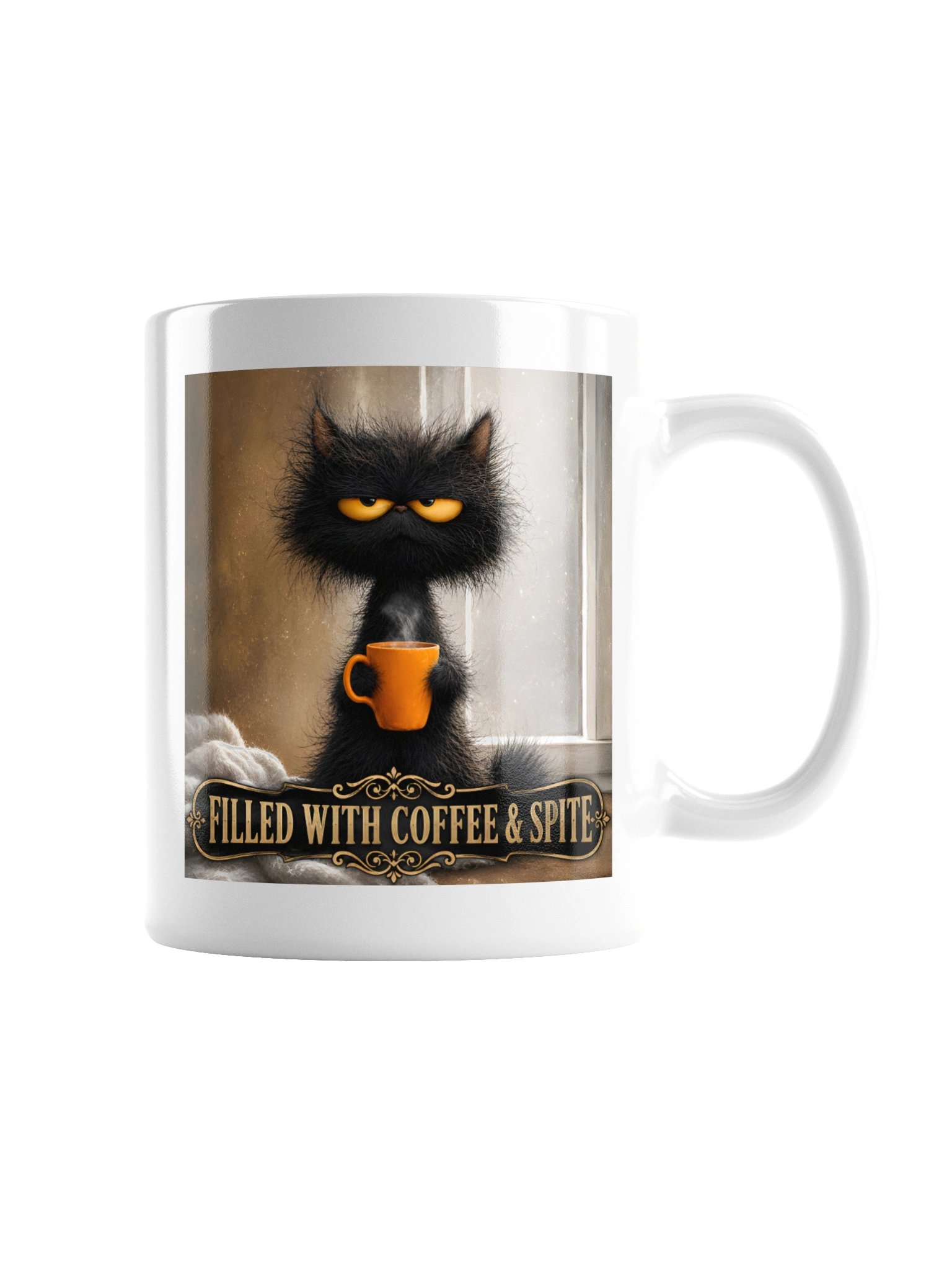 Funny Black Cat Coffee Mug | Filled With Coffee & Spite | Grumpy Cat Halloween Mug | Dark Humor Gift product image (5)