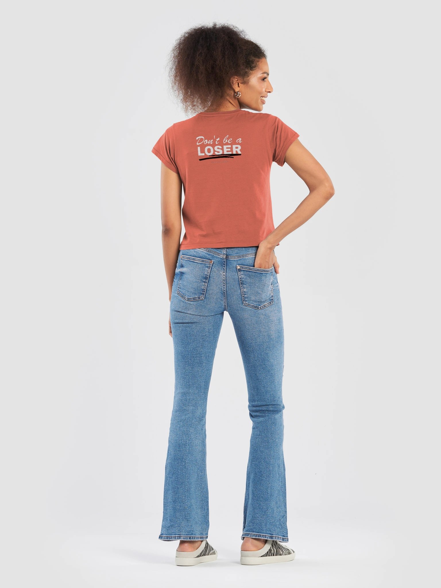 Don't be a LOSER washed Red womens high waisted T shirt product image (8)