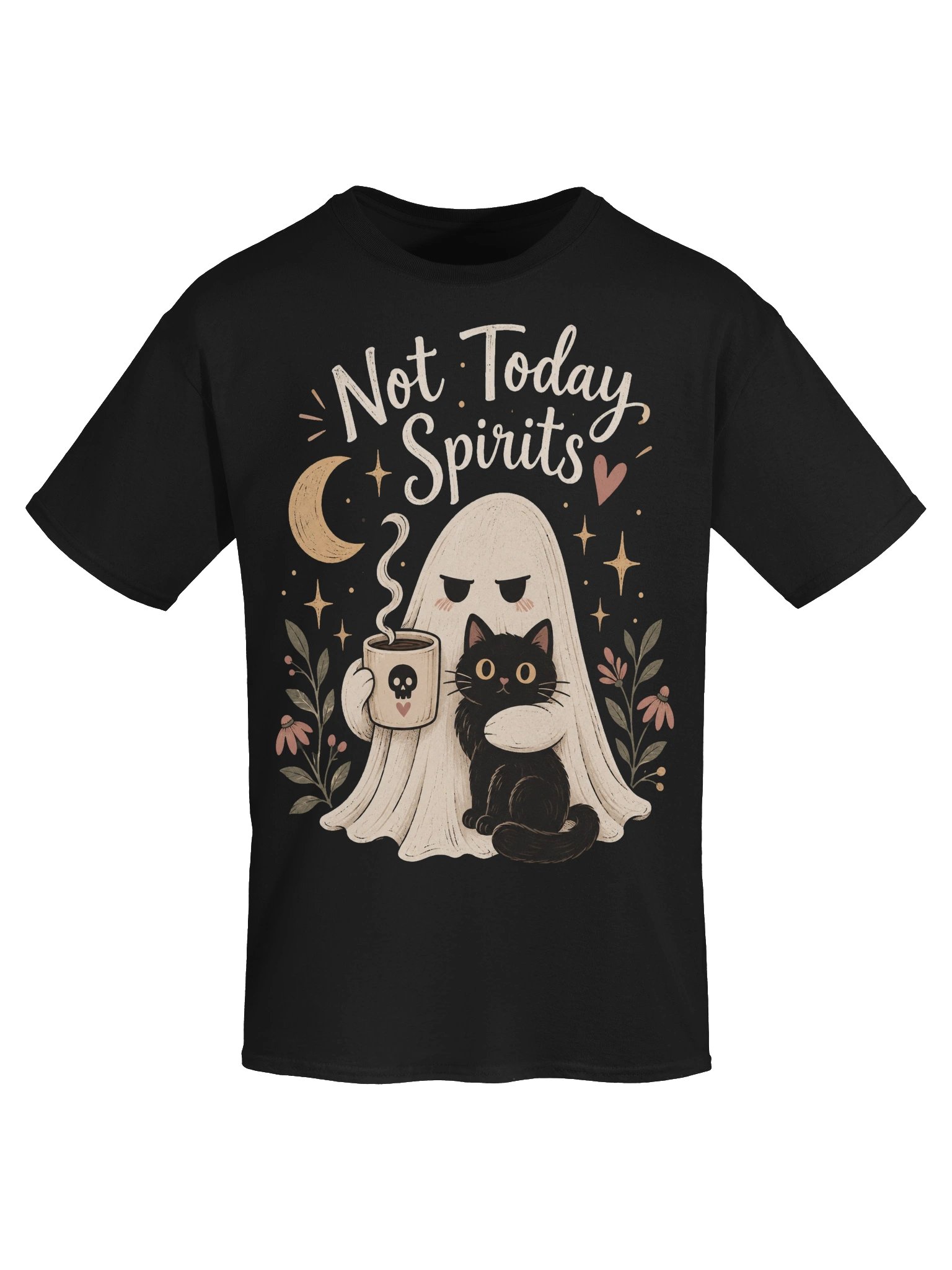 Not Today, Spirits T-Shirt – Cute Ghost & Black Cat Halloween Tee product image (5)