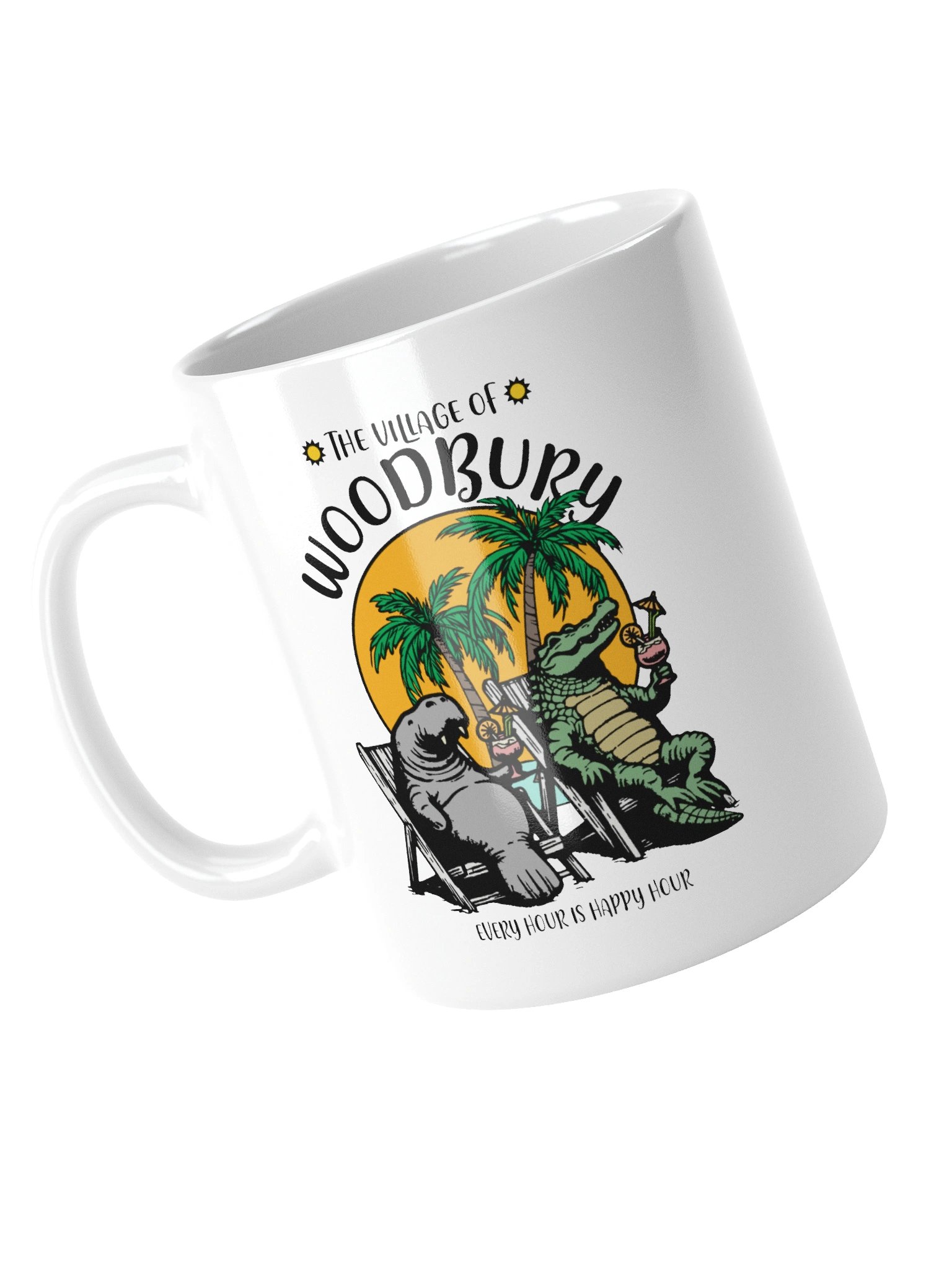 The Village of Woodbury TV Florida USA Fun Manatee Alligator Design Coffee Mug product image (4)