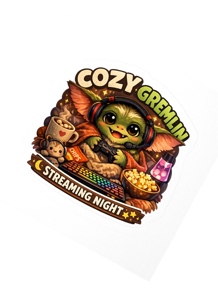Cozy Gremlin Streaming Night Sticker product image (4)