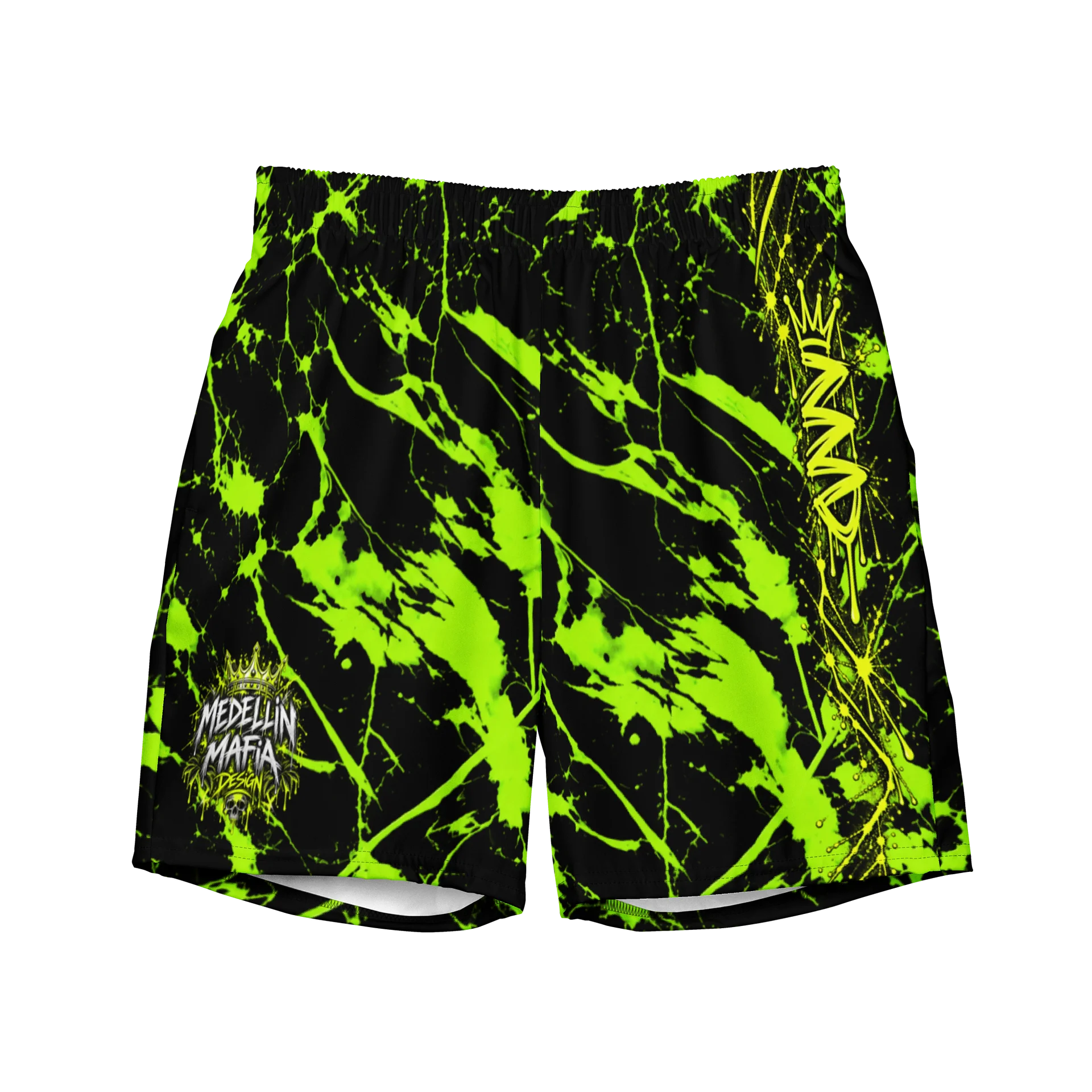 Neon Green Splatter Swim Trunks product image (1)