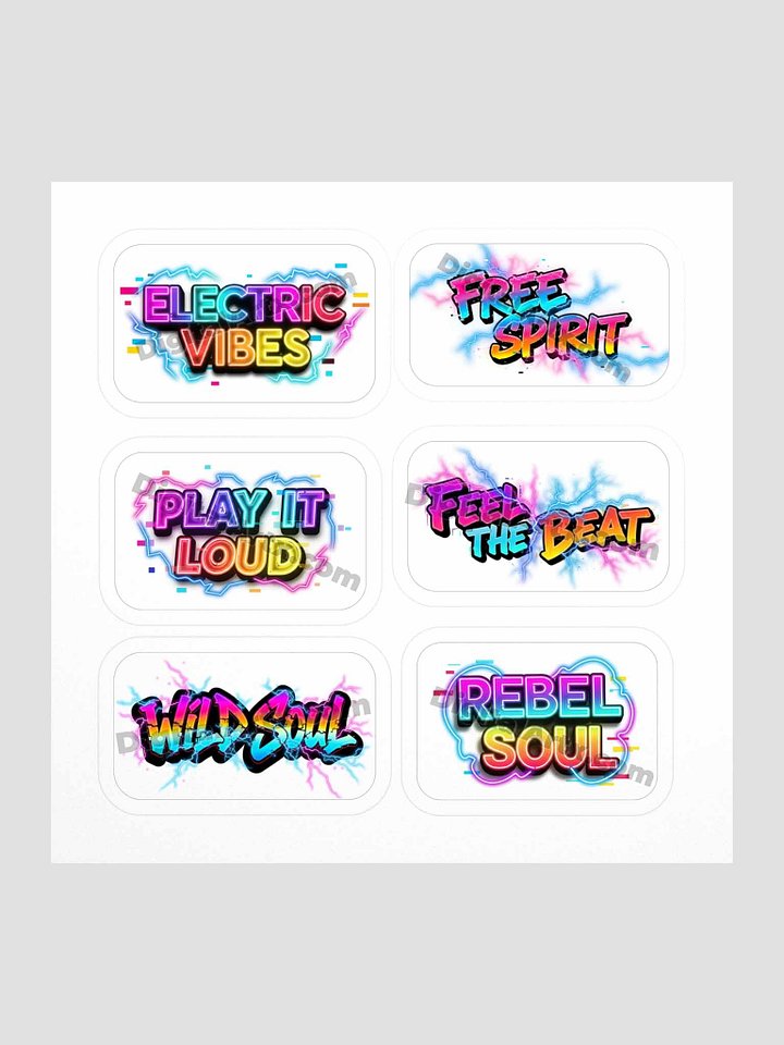 Electric Vibes Neon Quote Sticker Set product image (1)
