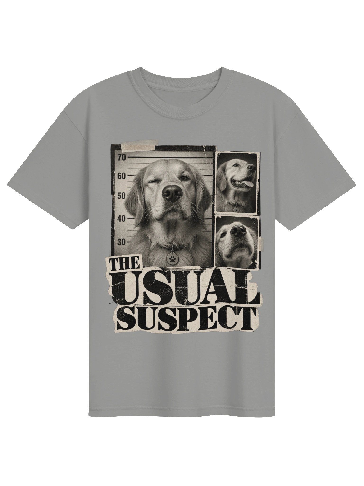 Funny Golden Retriever T-Shirt | The Usual Suspect Dog Shirt | Vintage Mugshot Dog Graphic Tee | Dog Lover Shirt product image (2)