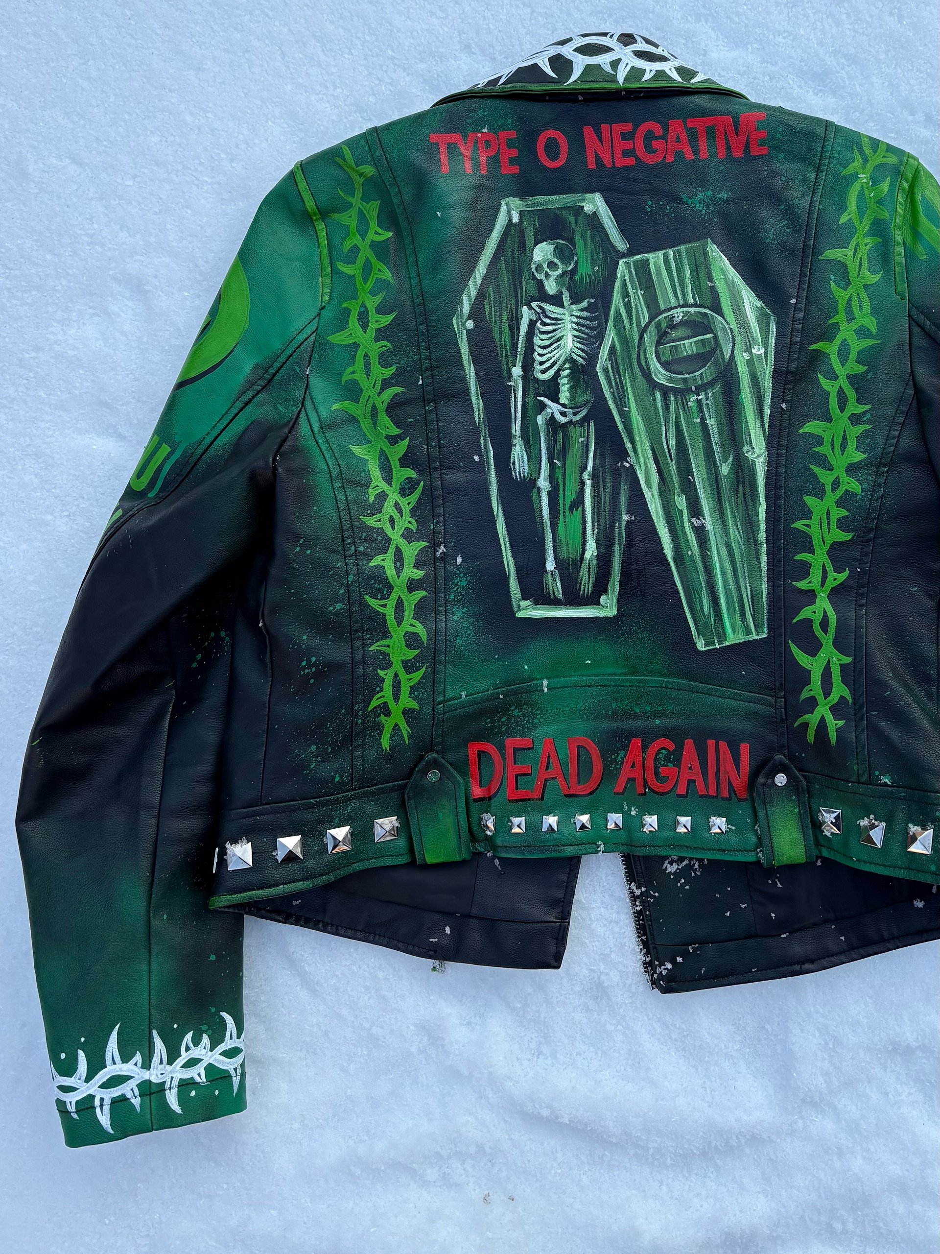 Type O Negative "Dead Again" Tribute – Hand-Painted Custom Leather Jacket (Size M) product image (8)