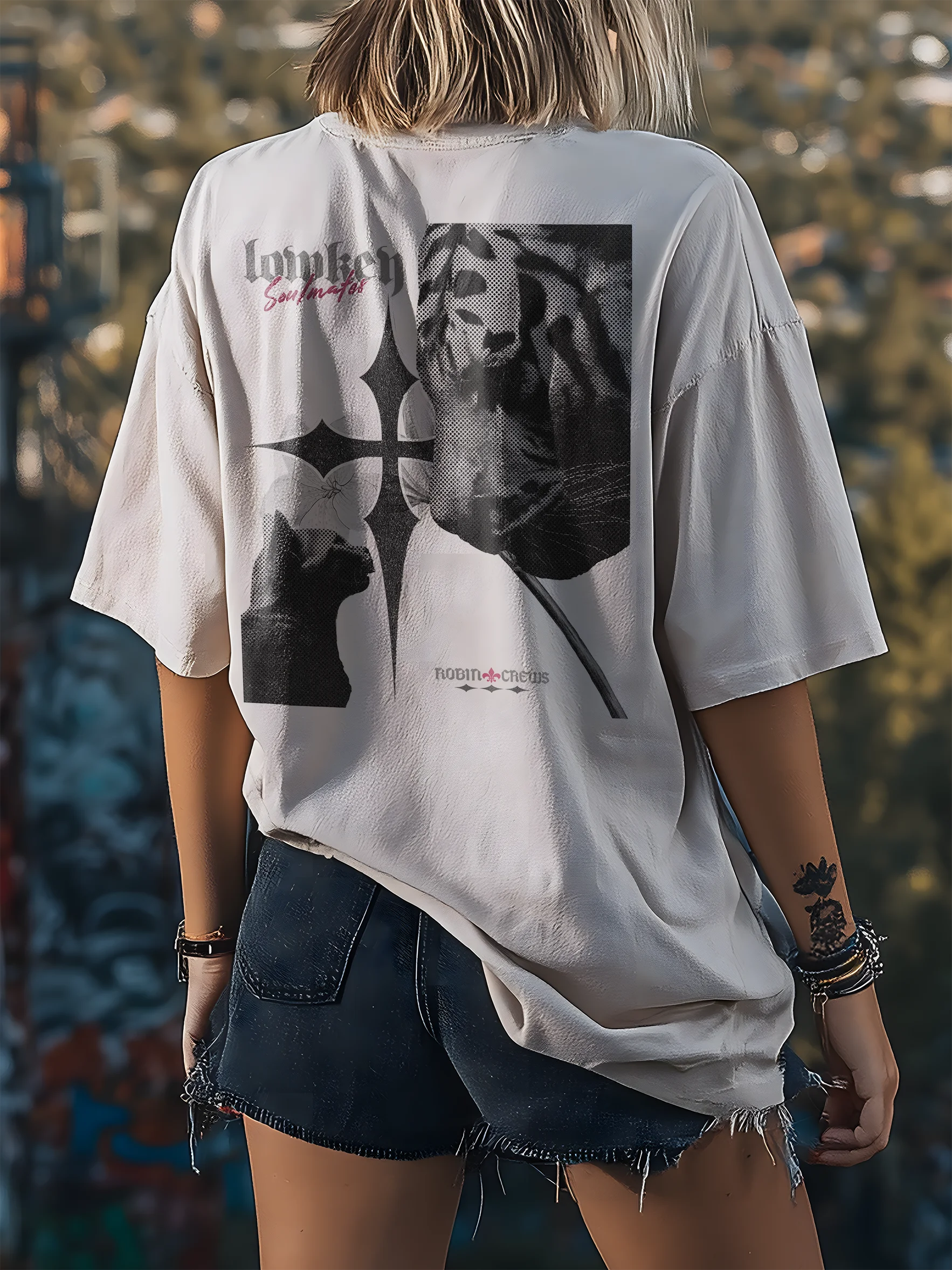 Cat Tiger Face Off T Shirt Black Halftone product image (4)