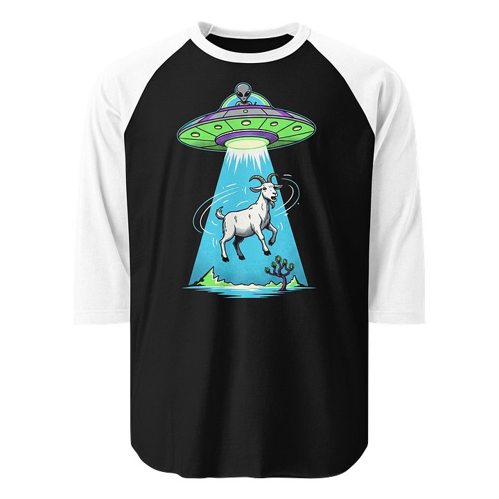 Goat Alien Abduction Baseball Tee - Dark Colored Torso product image (1)