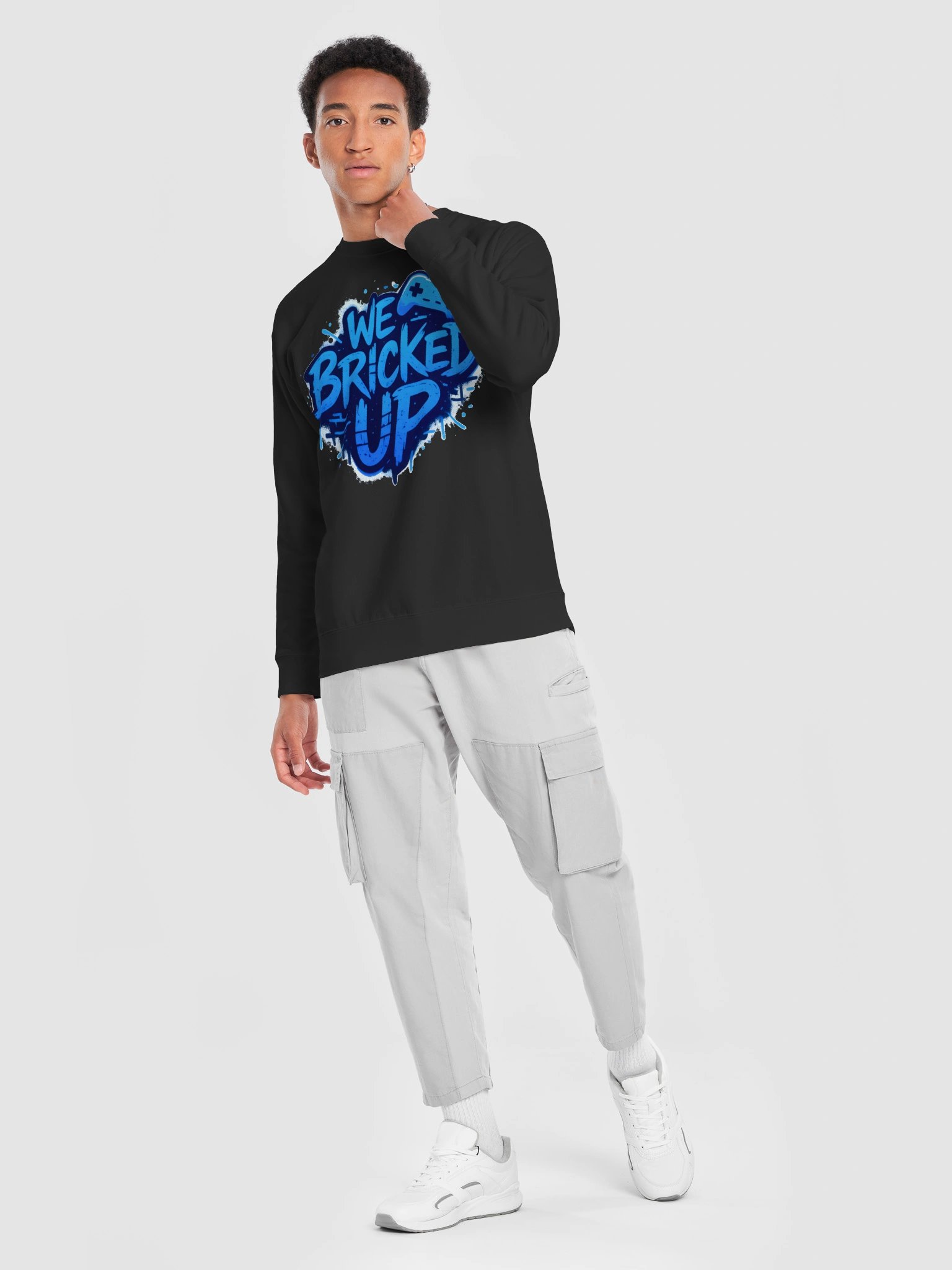"Bricked Up" Blue Cotton Heritage Premium Sweatshirt product image (13)