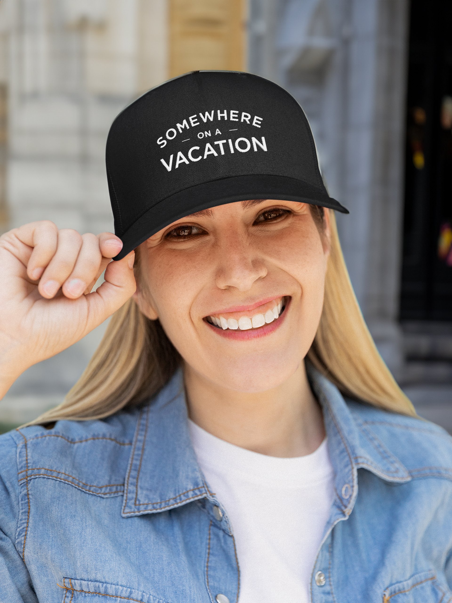 Somewhere on a Vacation Trucker Hat product image (5)