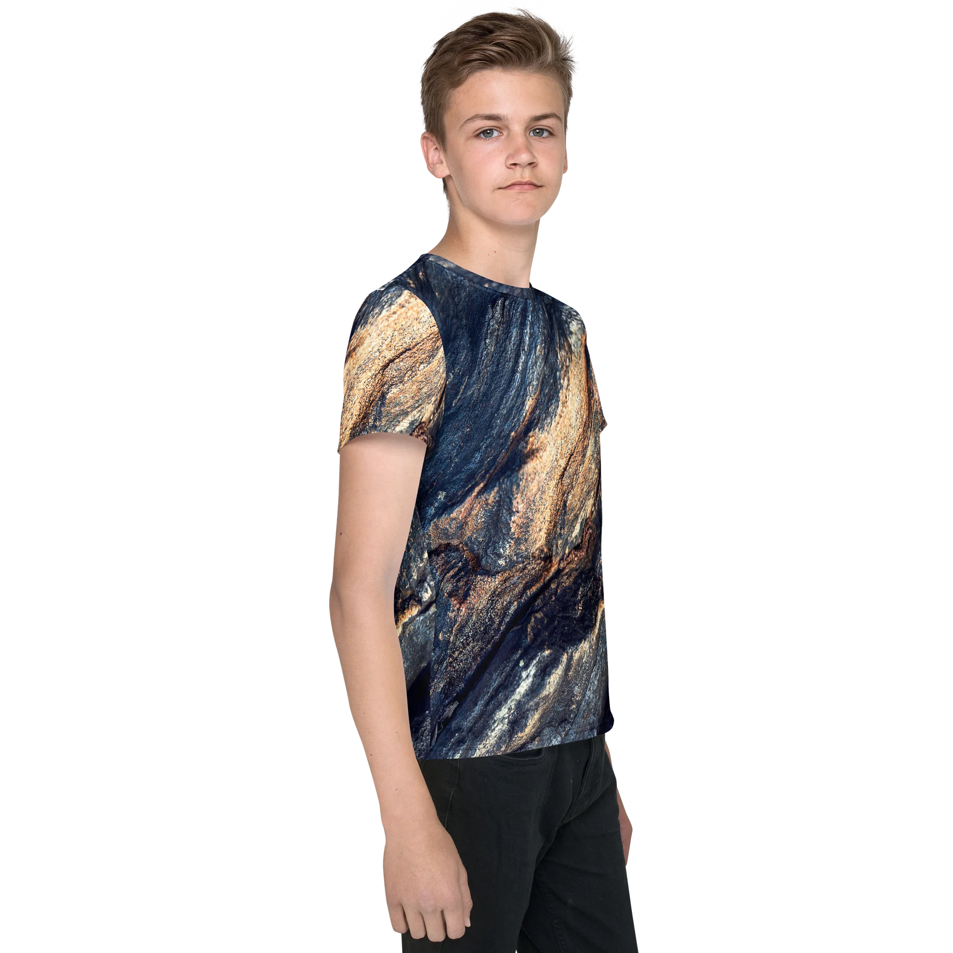 Obsidian Vein All-Over Print Youth Crew Neck T-Shirt product image (4)