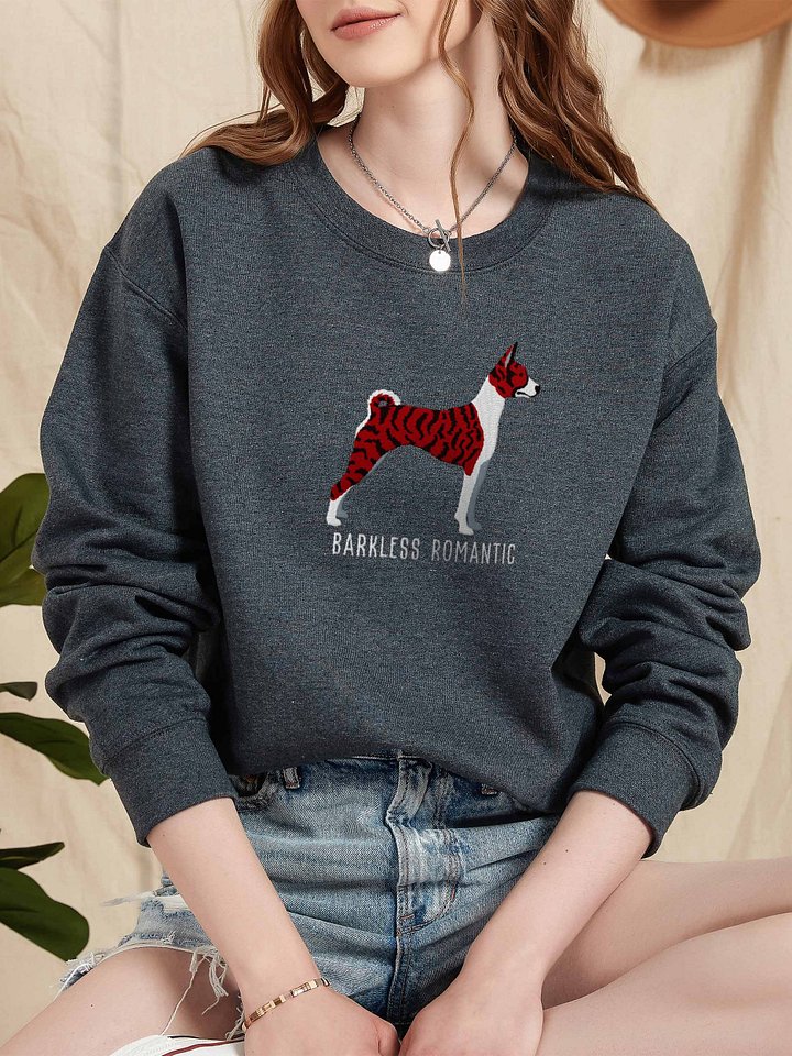 Barkless Romantic Sweatshirt (Embroidered) of a Basenji(Brindle) product image (2)