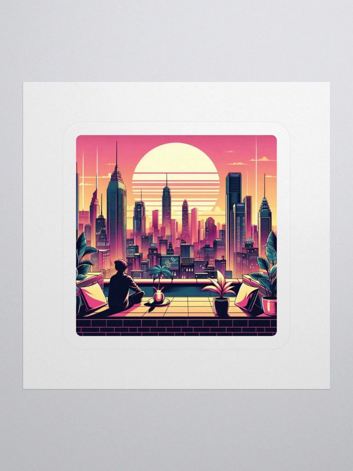 Sunset Cityscape Kiss Cut Stickers | AI Design traveling product image (3)