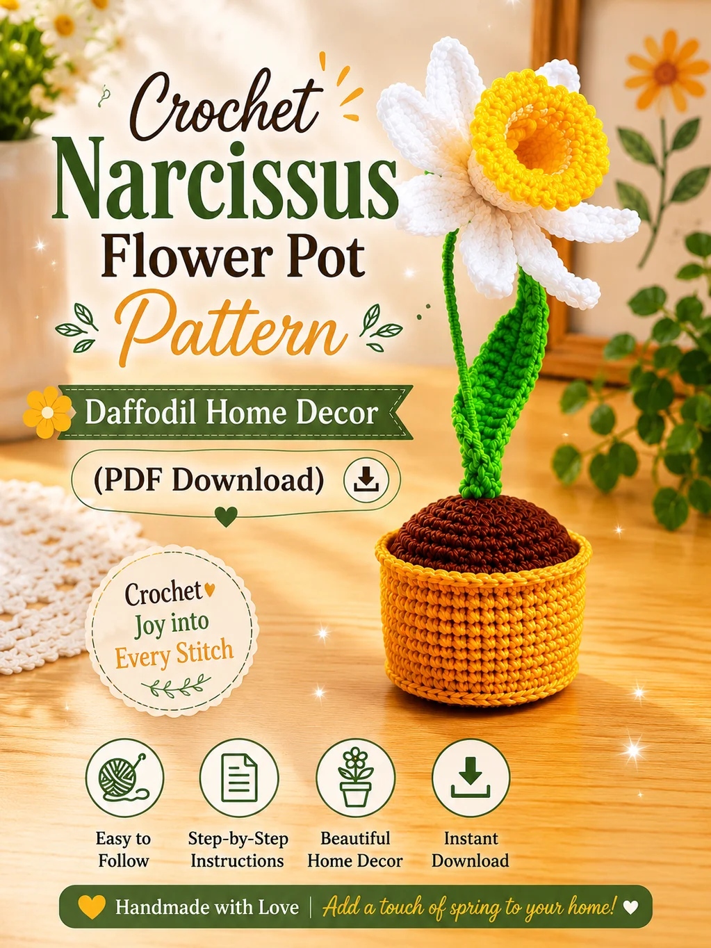 Crochet Narcissus Flower Pot Pattern product image (2)