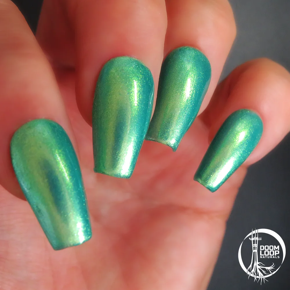 PICKLED ELVES - Glowy Aqua Green to Gold Duochrome Nail Polish product image (3)