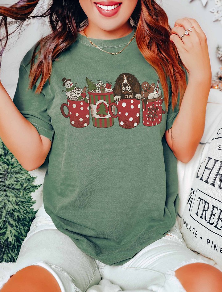 Cute Springer Spaniel in a Christmas Cup T-Shirt | Funny Christmas Pup in a Cup product image (16)