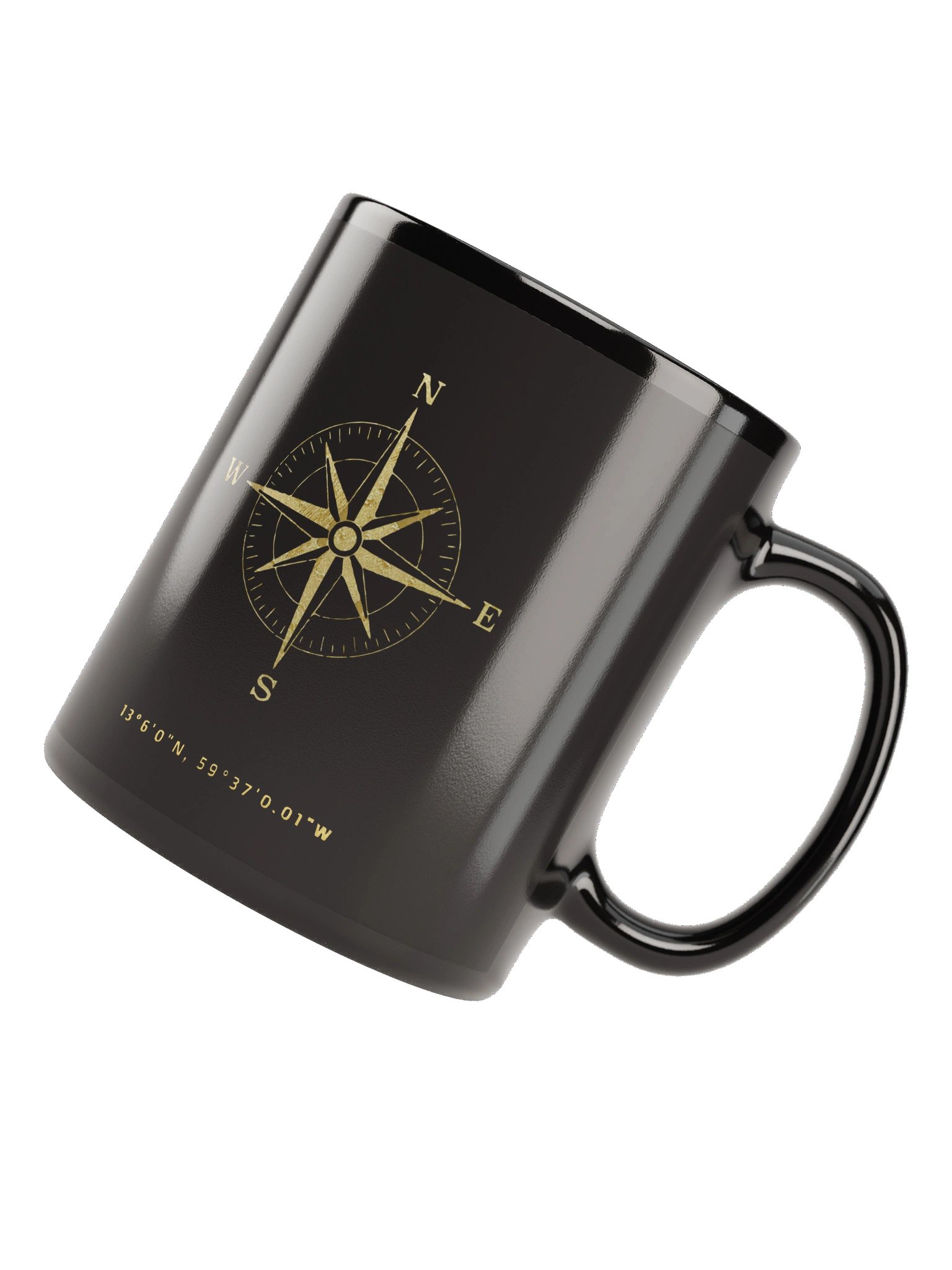 Compass - Barbados - Vintage Gold | Black Glossy Mug product image (2)