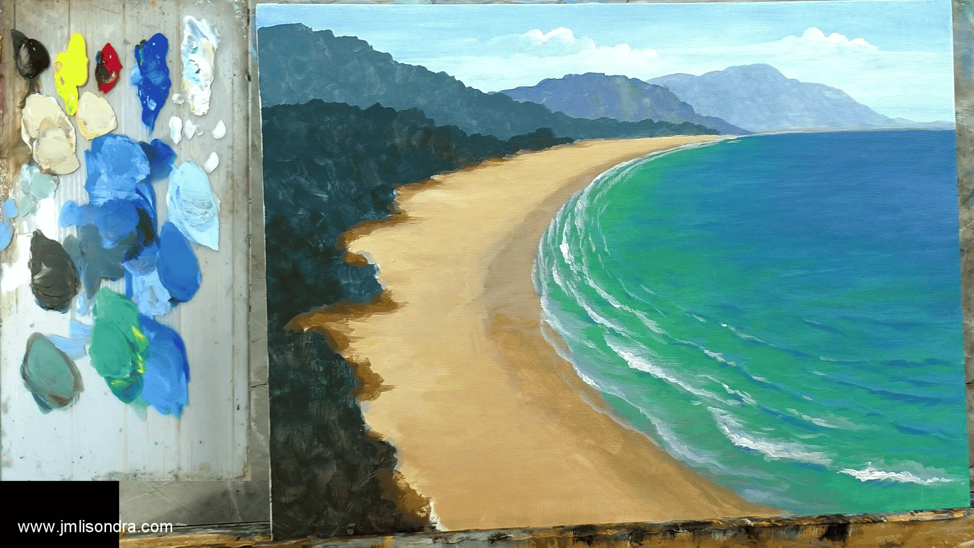 DOWNLOADABLE Acrylic Painting Tutorial - Aerial View of Beach product image (6)