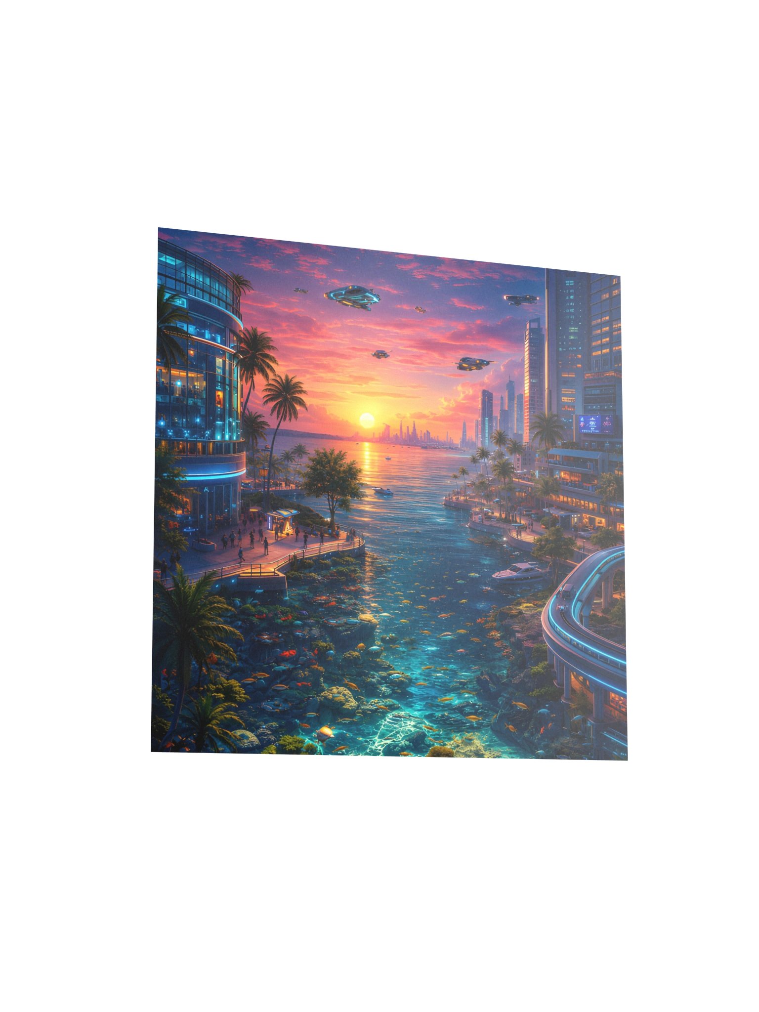 Neon Sunset City 2077 | Blade Runner Tropical Futuristic Wall Art product image (4)