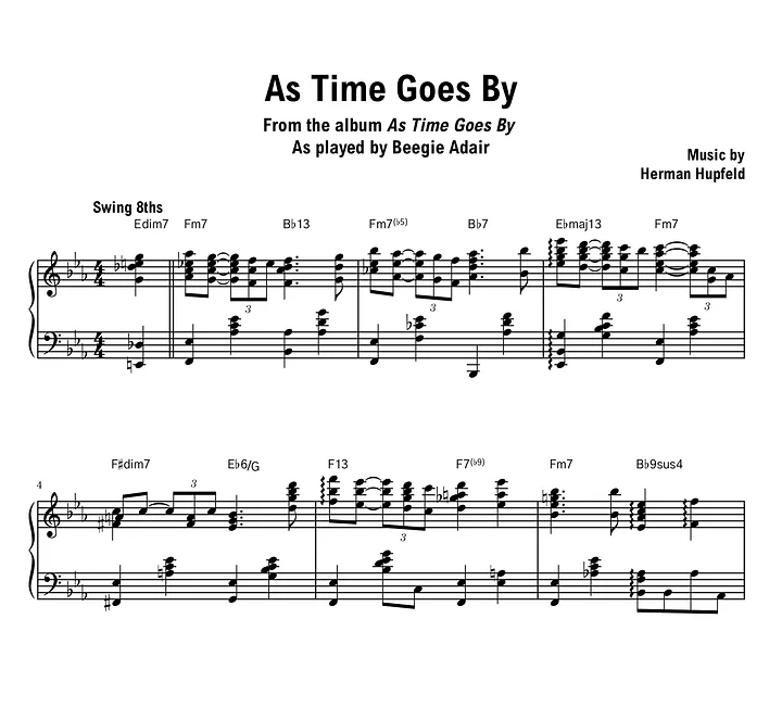Beegie Adair - As Time Goes By - Sheet music (PDF) product image (1)