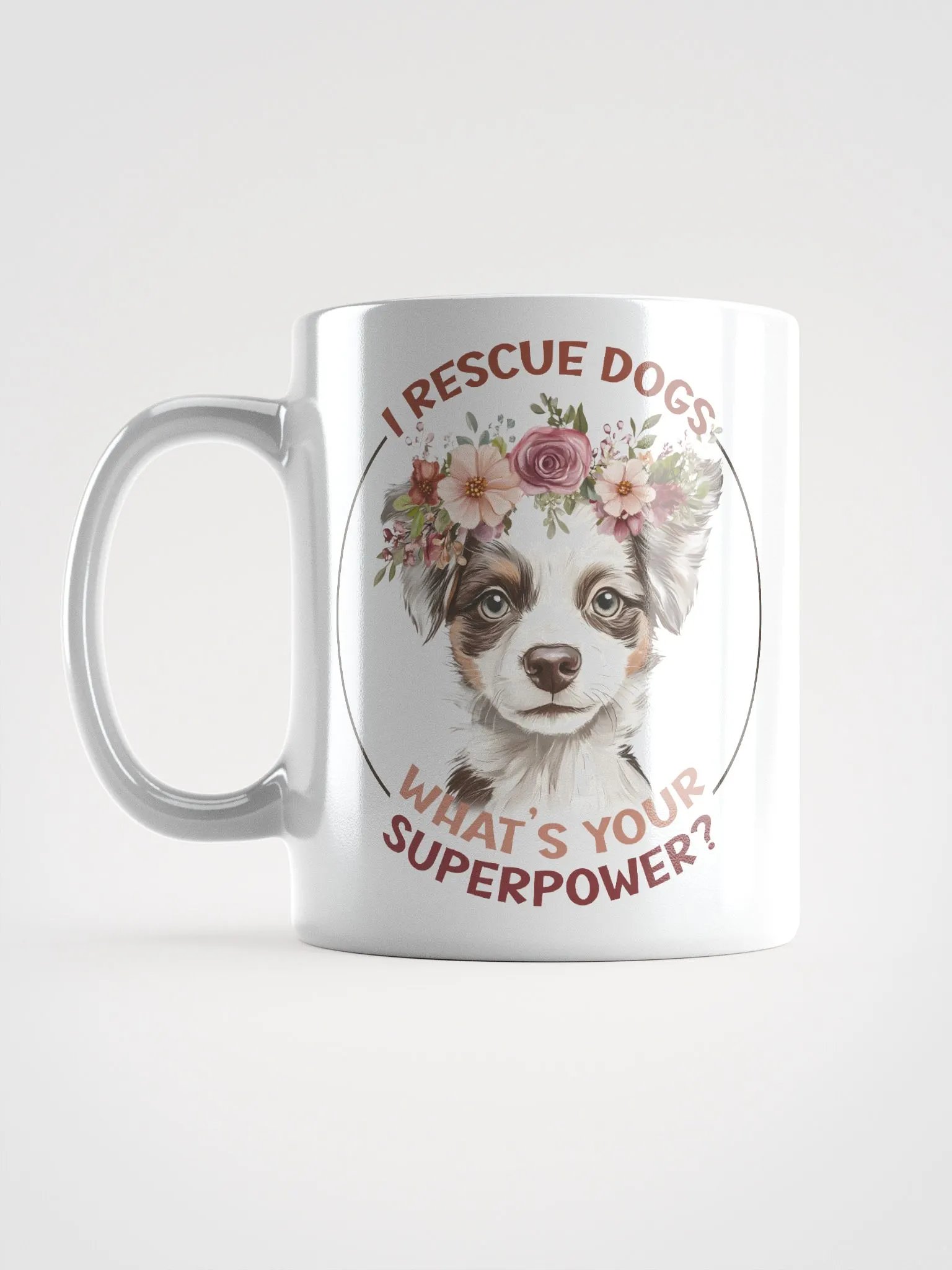 Floral Crown Puppy White Glossy Mug product image (6)