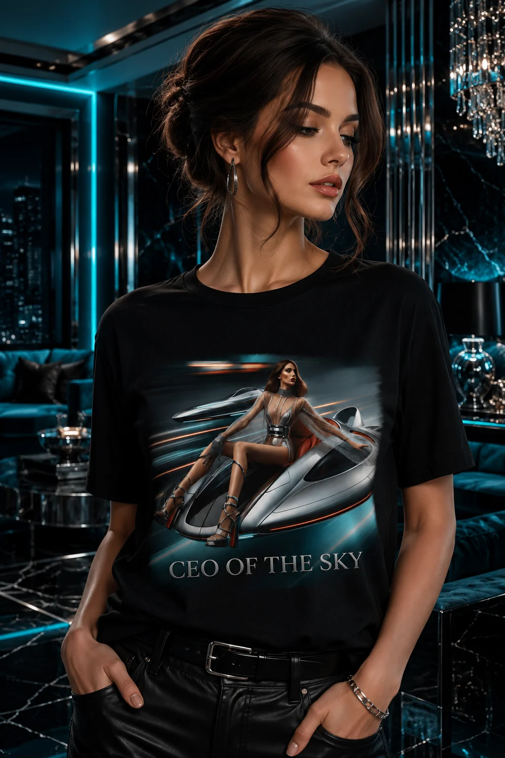 CEO Of The Sky T-Shirt | Futuristic Cyberpunk Fashion Tee | Boss Energy Shirt product image (1)