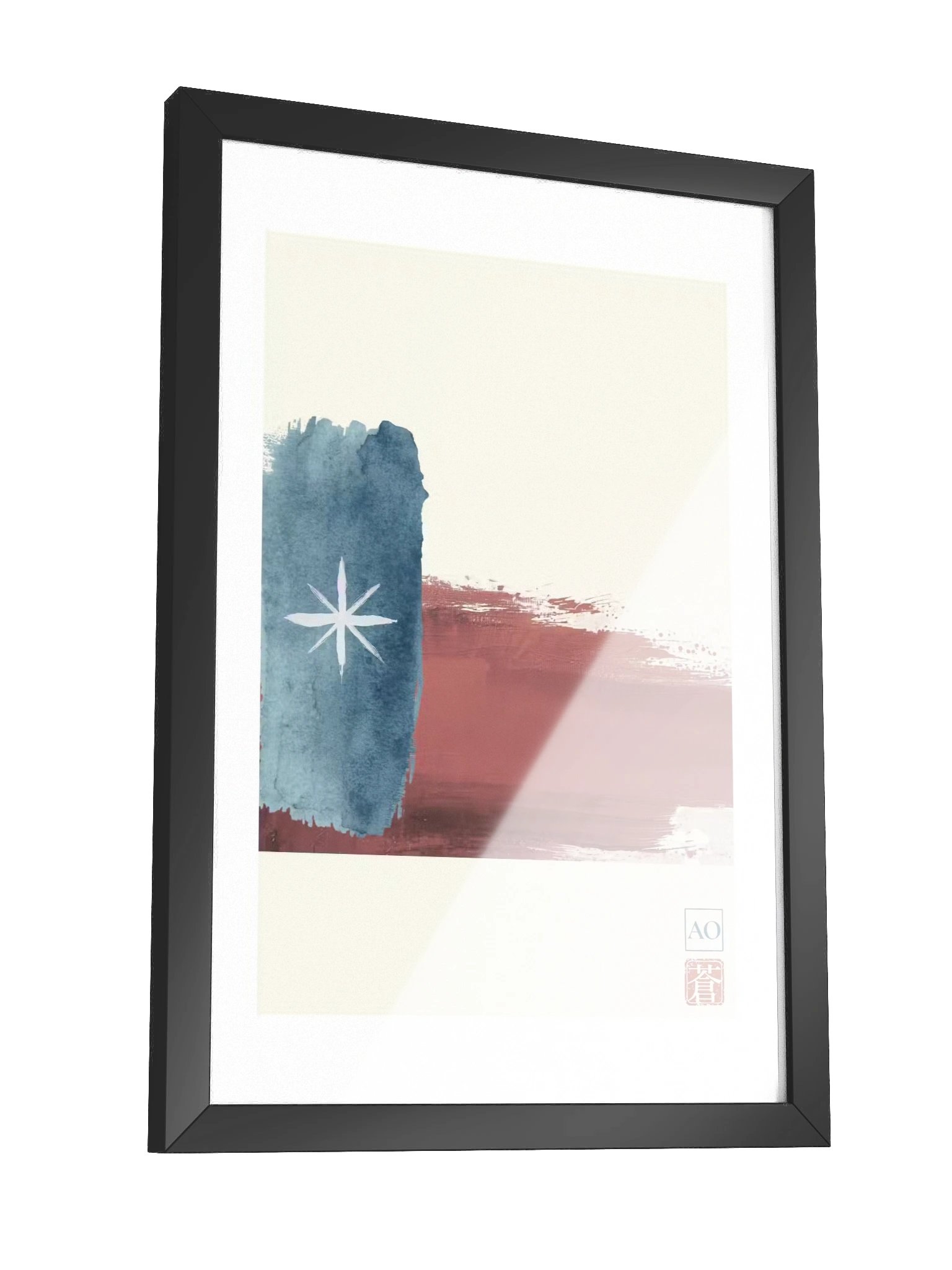 Texas Japanese Ink Art Print | Lone Star Spirit No.10 | Framed Wall Art - AO Japan Blue product image (3)