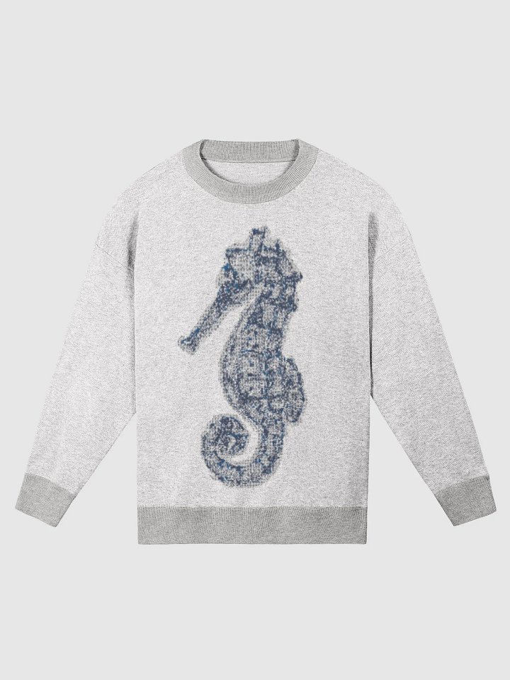 Seahorse Dreams Knit Sweater | BOURNE to Cape Cod™ Coastal Cozy | Unisex Relaxed Fit Crewneck | Colors: Bleach & Bone product image (1)