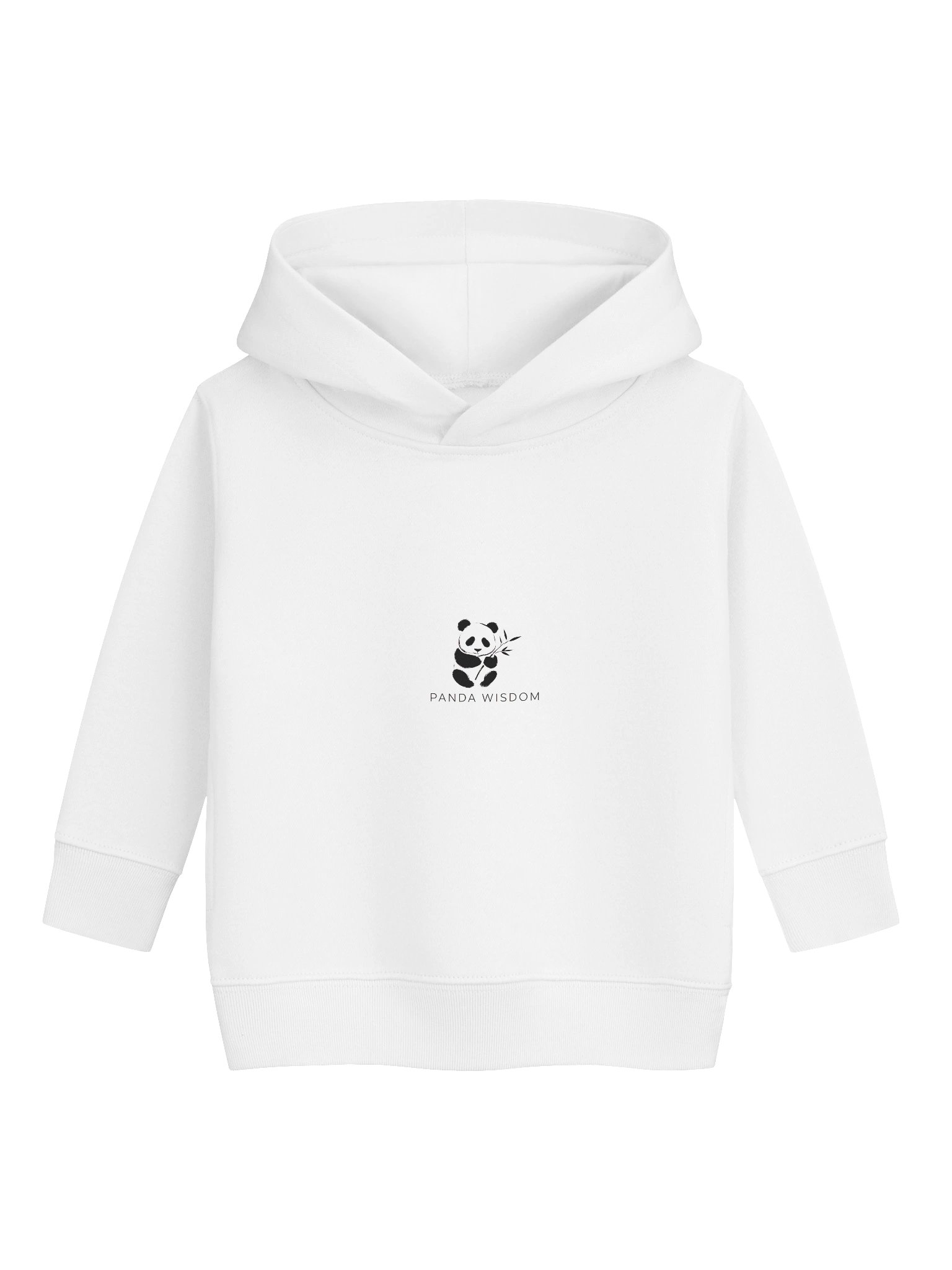 Panda Wisdom Toddler Pullover Fleece Hoodie - Black on White product image (1)