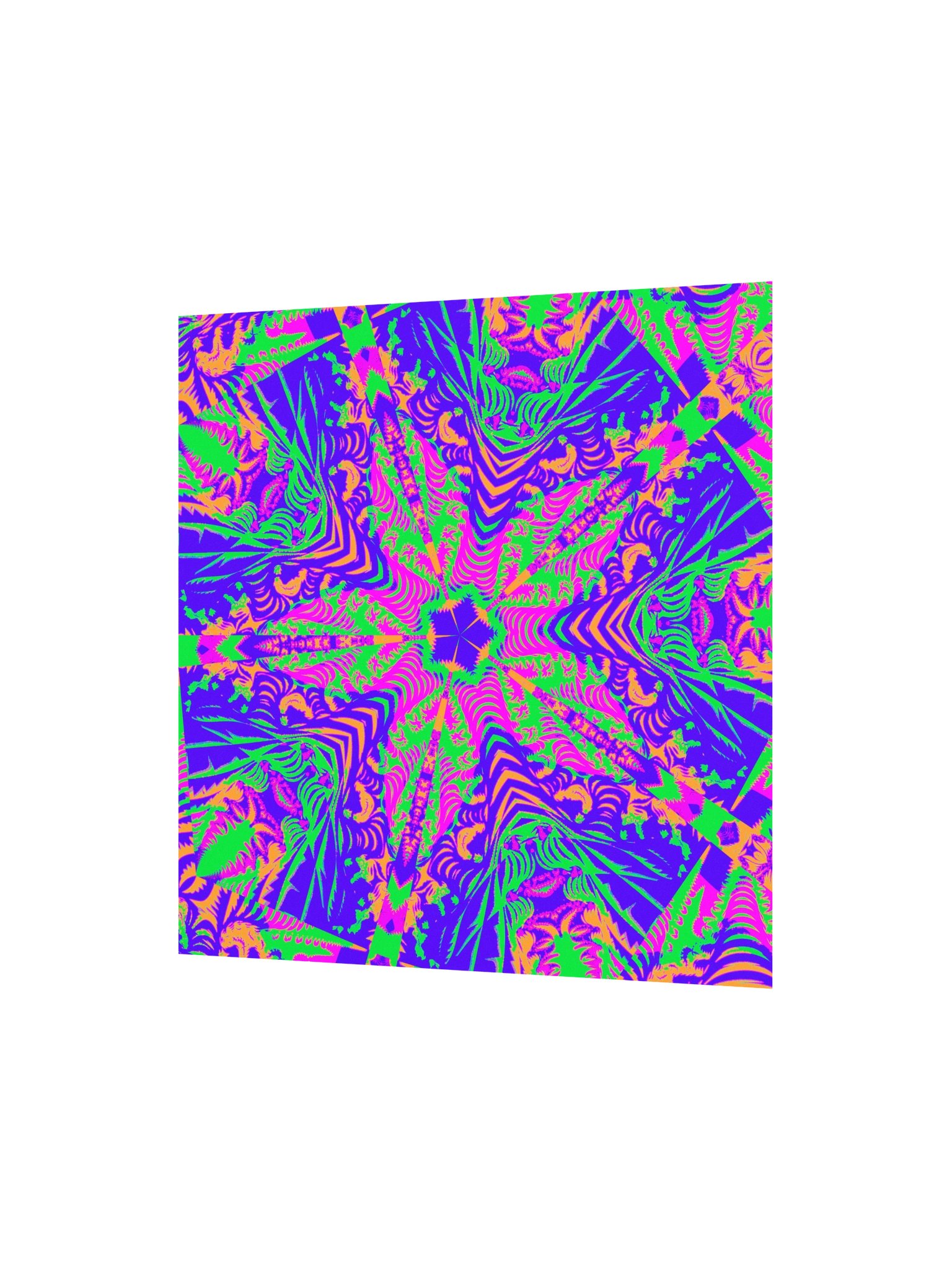Psychedelic Stoner Art Poster, Trippy Star Flower Abstract Print, Neon Green Pink Orange Blue Cannabis Kaleidoscope Colorful Creation product image (2)