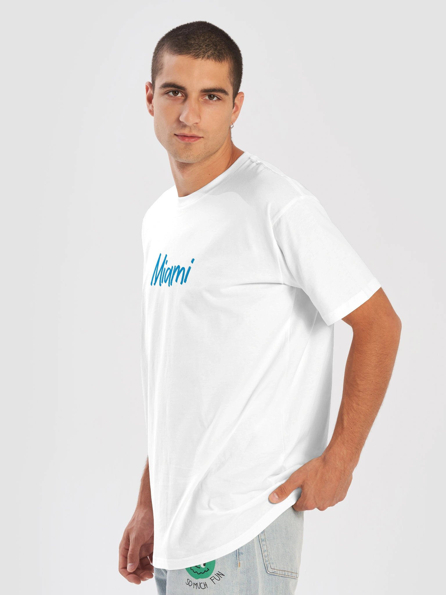 Miami Blue Text Unisex Premium T-Shirt product image (7)
