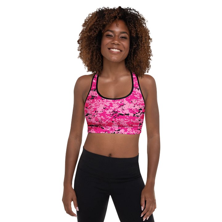 Pixelated Pink Camo Padded Sports Bra product image (1)