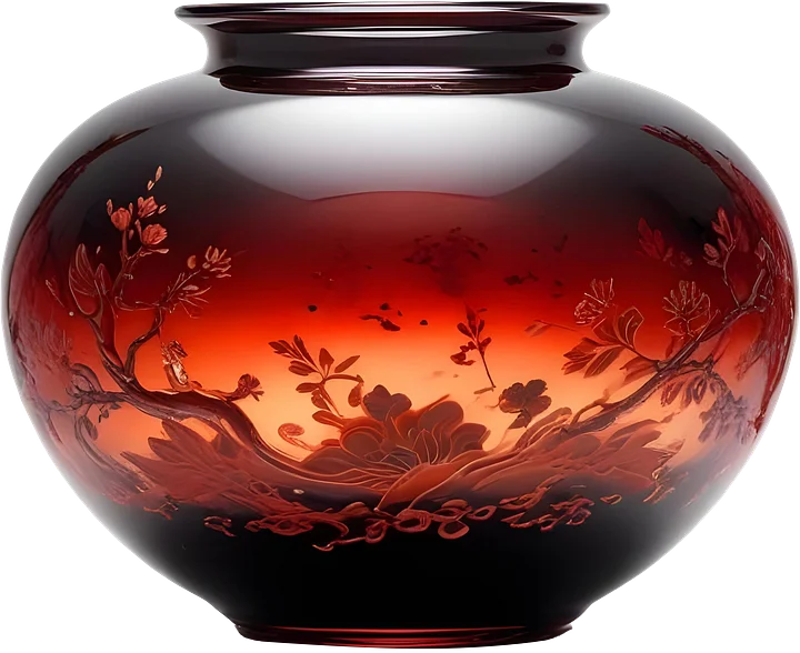 Chinese Glass Vase – Crimson Sunset Elegance PNG product image (1)