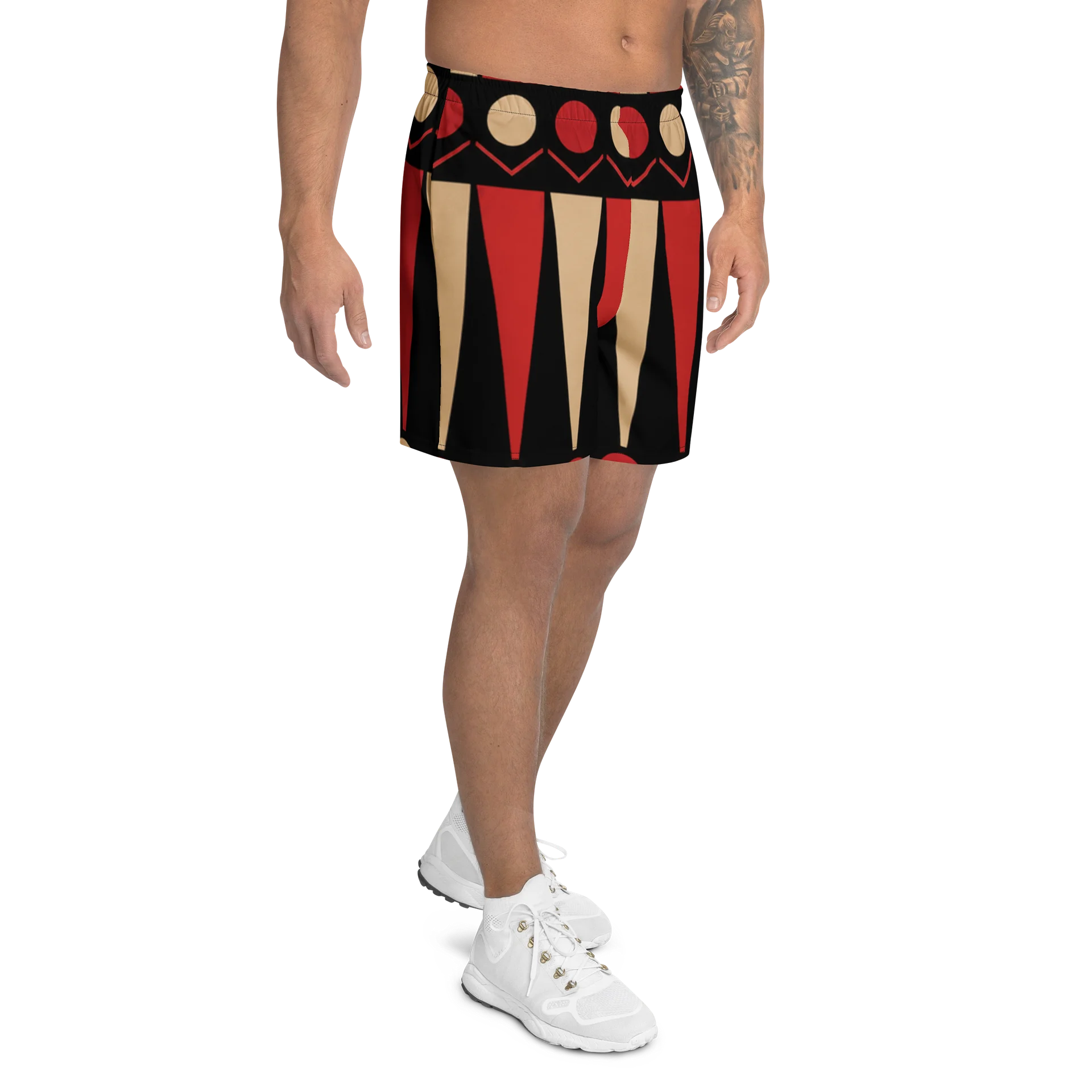 Retro Black Red Pattern Athletic Shorts product image (2)