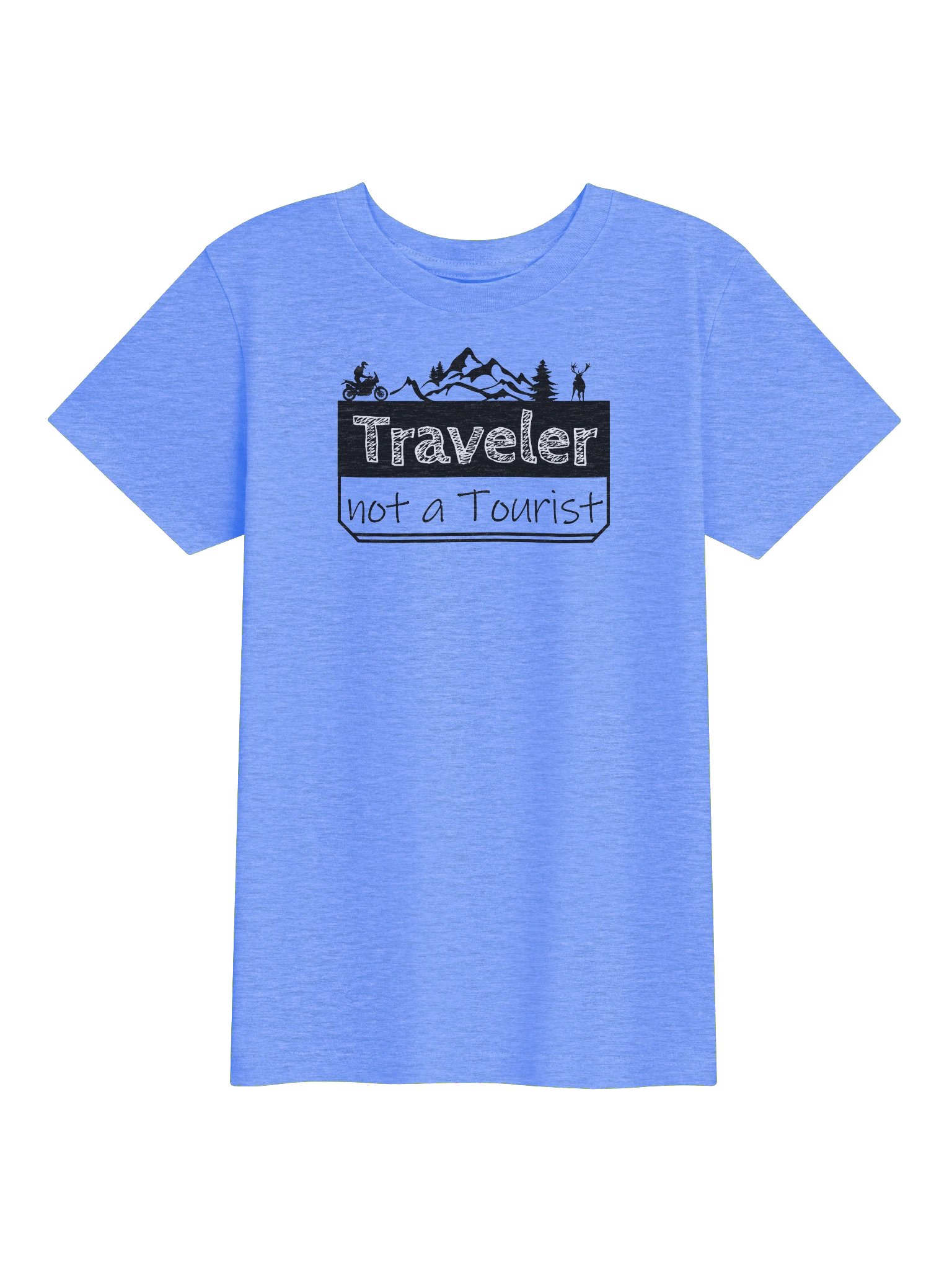 Traveler not a Tourist | Kids' Motorcycle Adventure T-Shirt product image (1)
