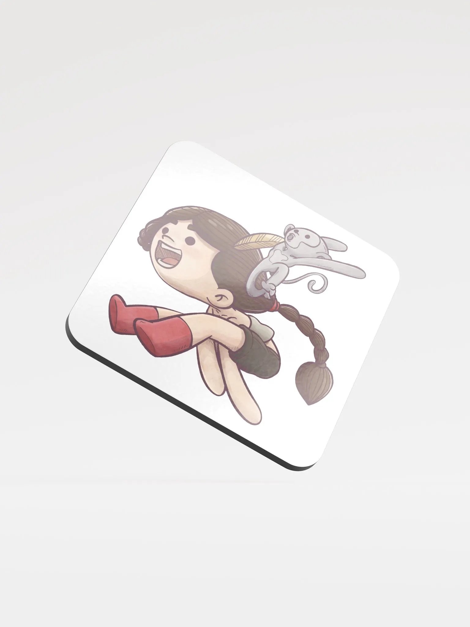 She & Her Pet | Glossed Cork Coaster product image (1)