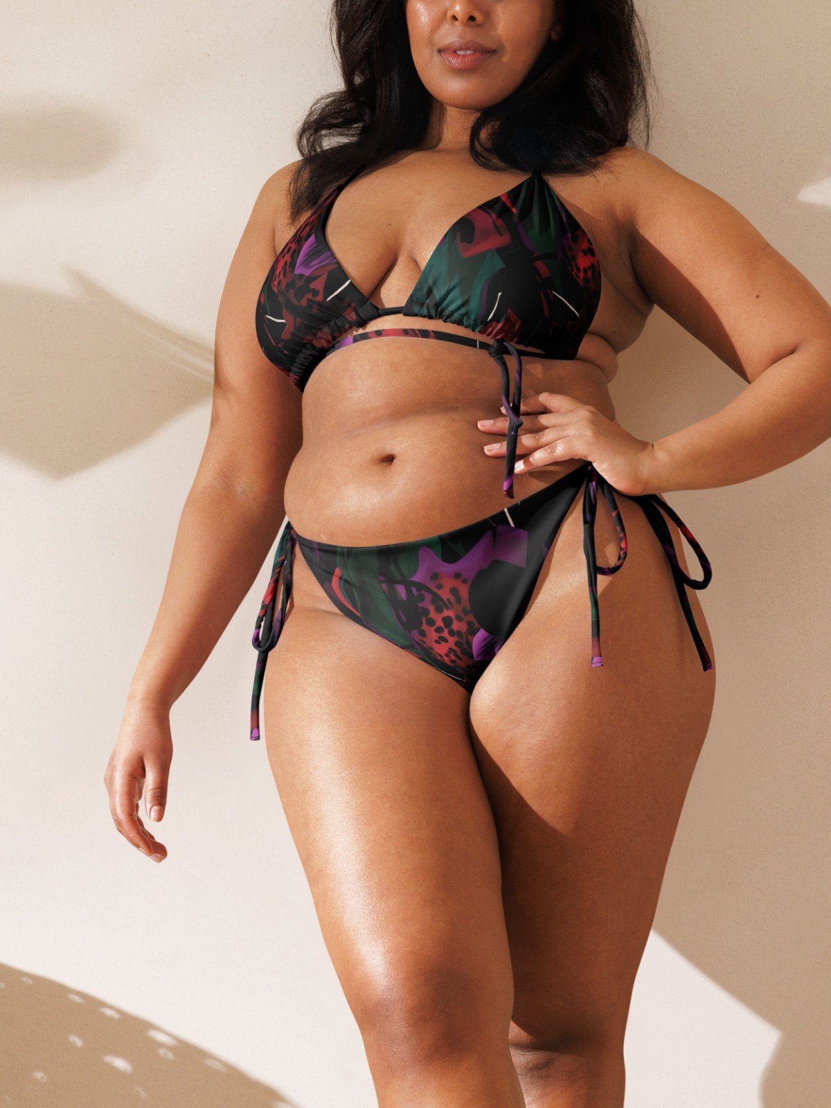 Triangle Bikini Top "Blosoom At Midnight" product image (4)