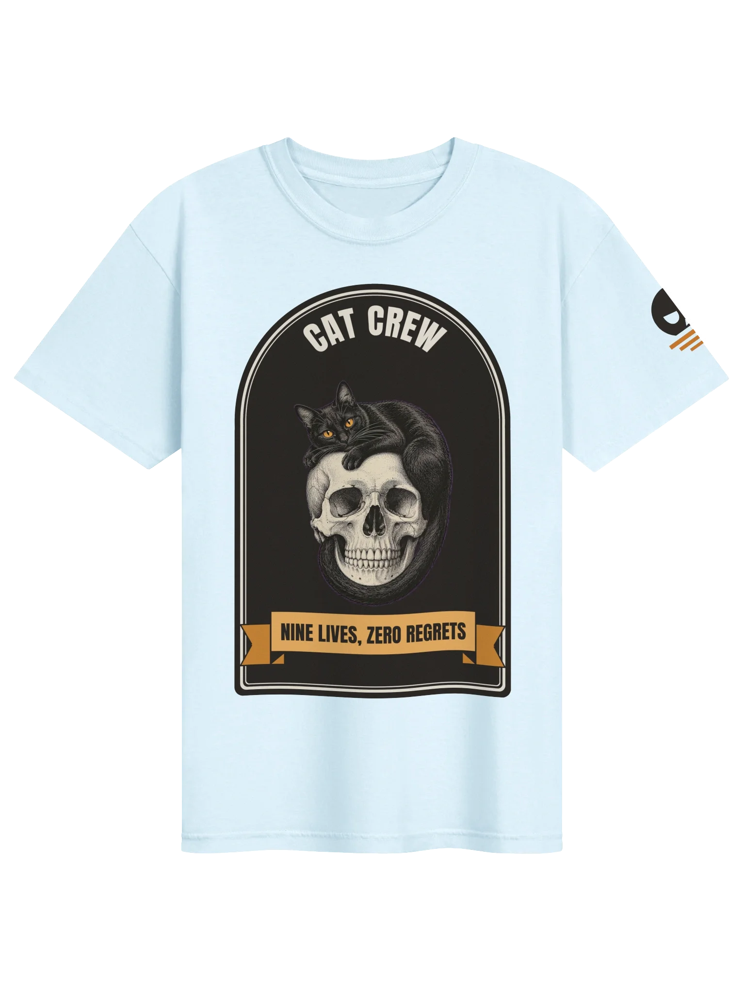 Camiseta Cat Crew con calavera: Nine Lives, Zero Regrets