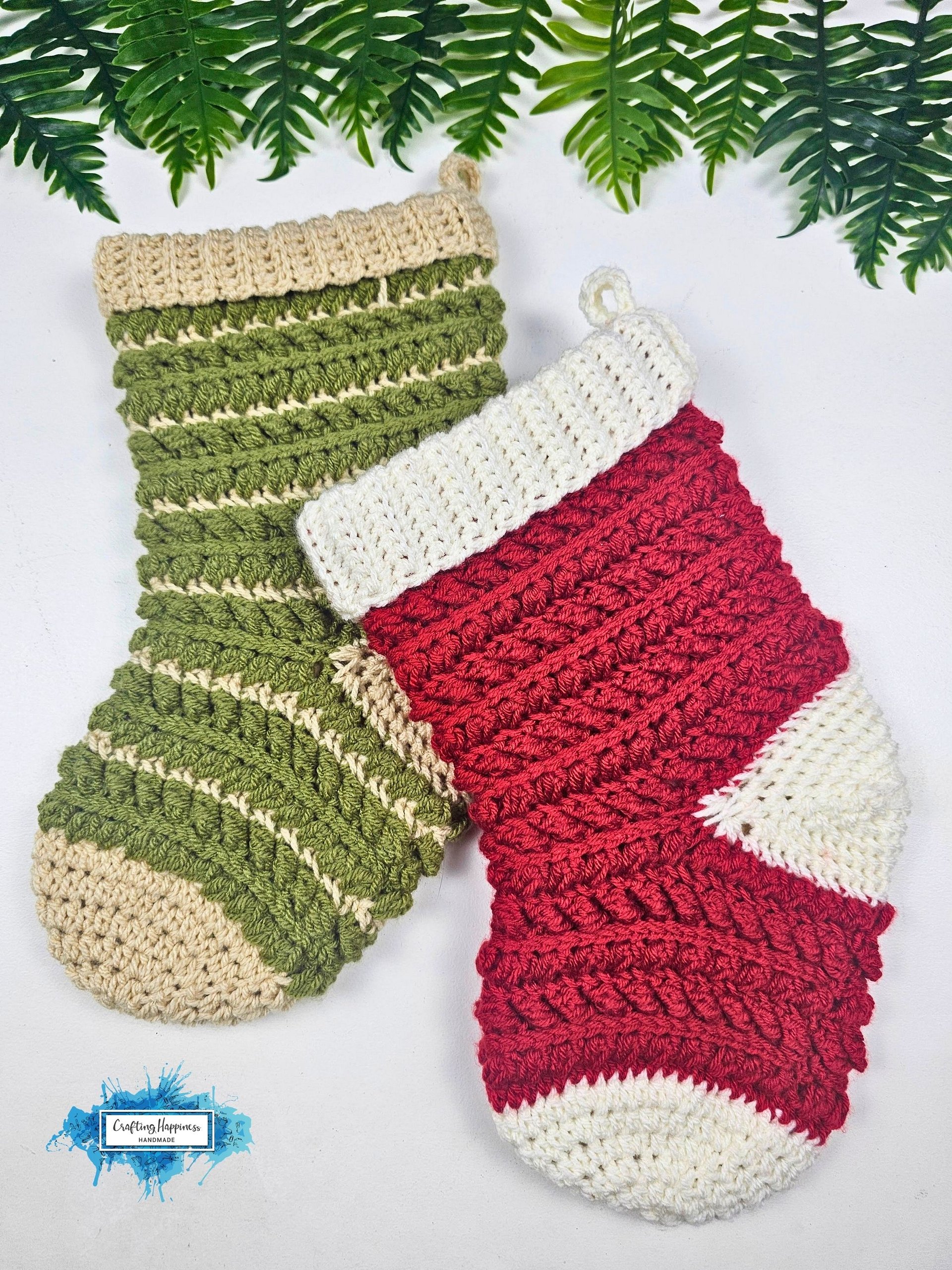CROCHET PATTERNS + VIDEO | Christmas Stocking Pattern pdf | Moon Fern Christmas Collection | Textured Holiday Sock | Mantel Decor product image (1)